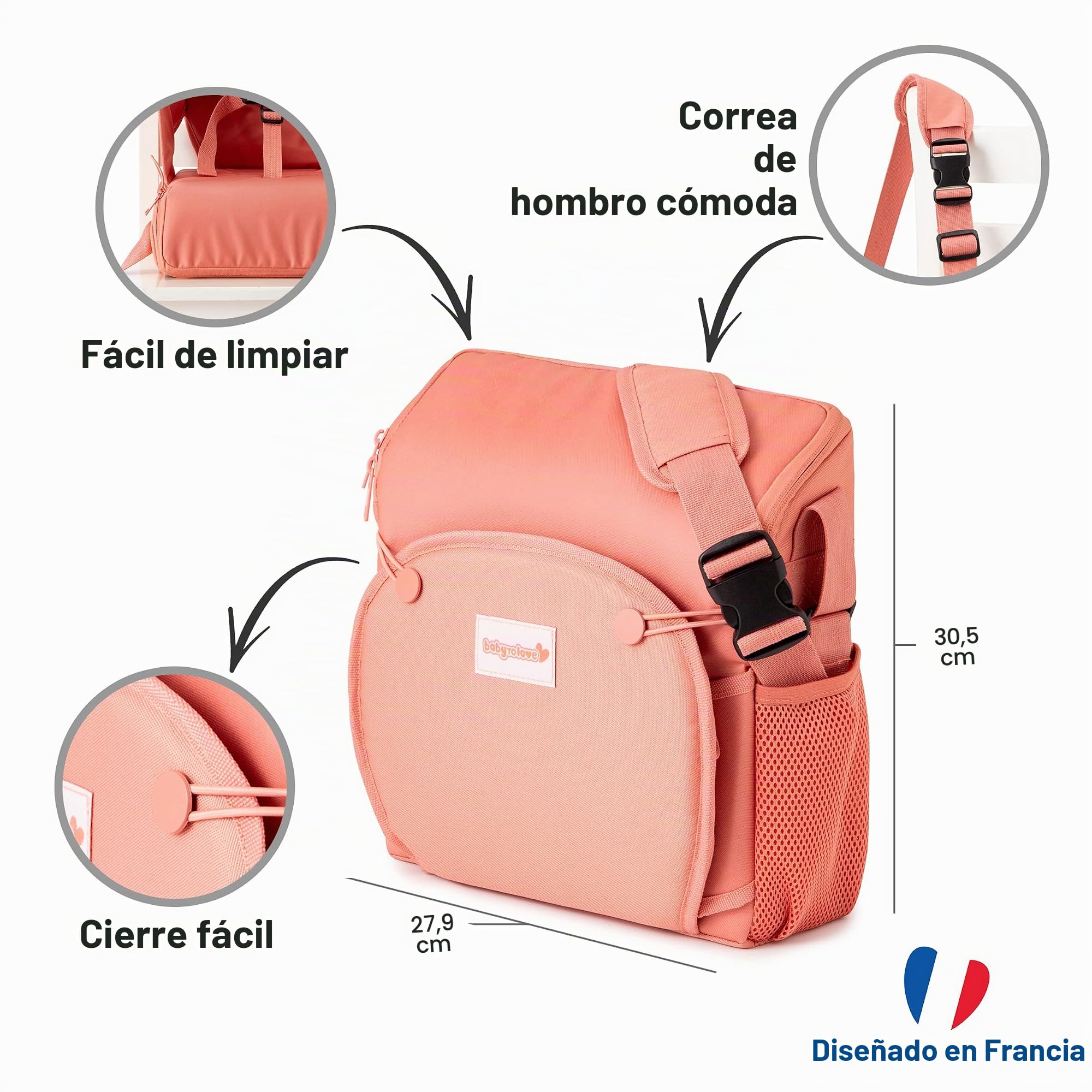 BabyToLove Travel Up Asiento elevador para bebé y almacenamiento | Ligero sobre la marcha y fácil de llevar | Rust