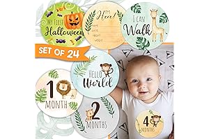 Pack of 24 Safari Baby Boy Monthly Milestone Stickers: The Roar-some Way to Capture Growth!