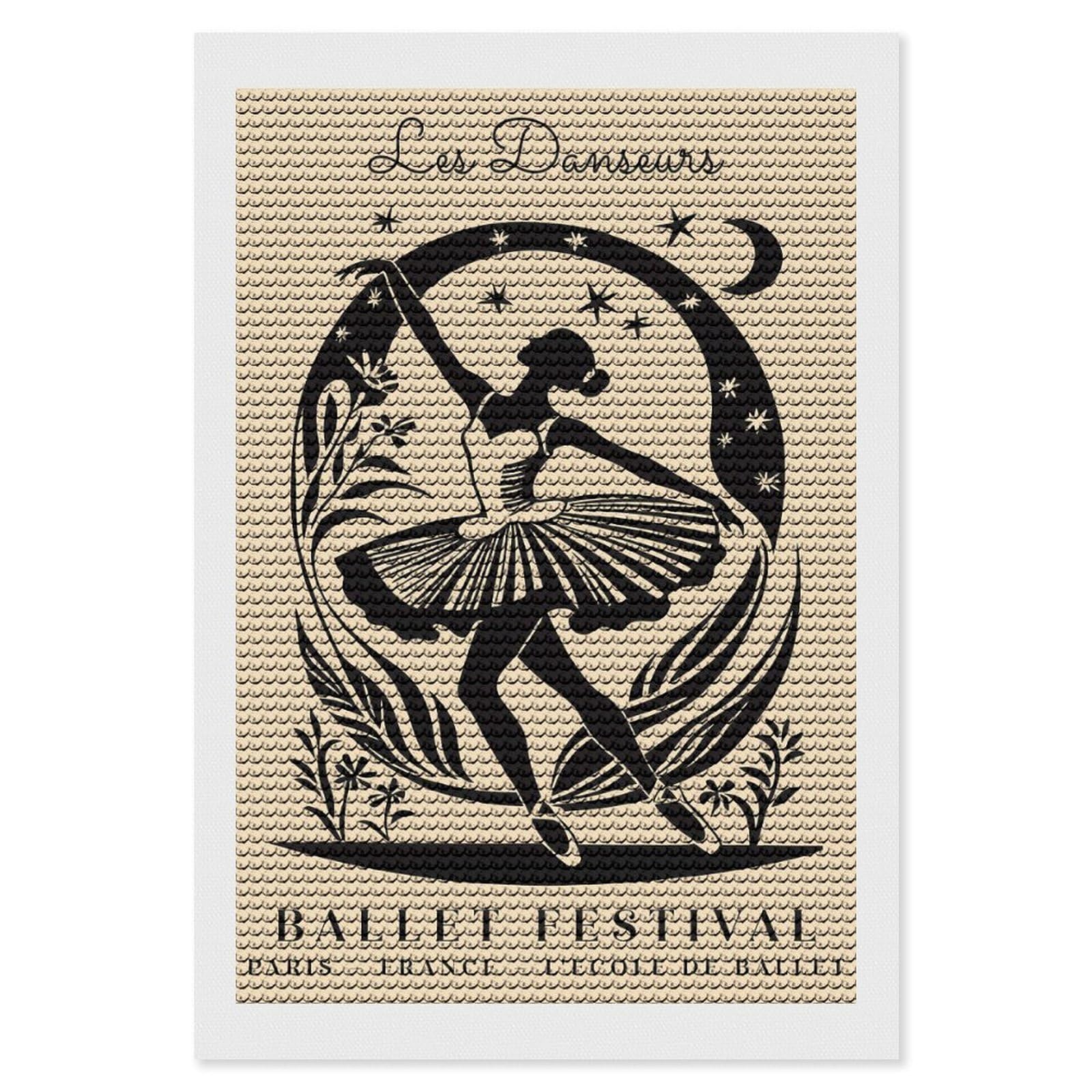 Junmoney Les Danseurs Ballet Festival Diamond Art Kit 8"x12", for Beginners, Vintage Style Decor, Good for Quiet Evenings, Festive Craft Gift