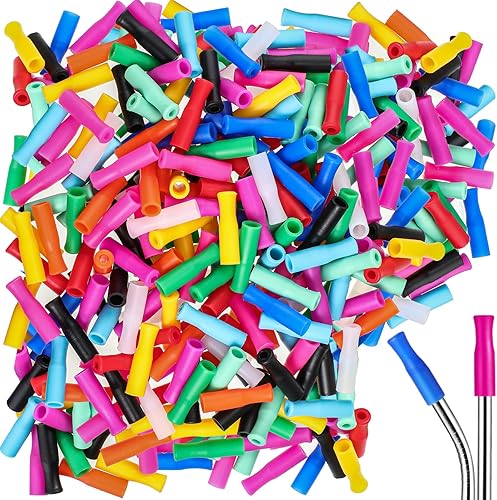 500 puntas de paja de silicona Tticai multicolor, cubiertas reutilizables para pajitas de silicona, puntas de paja de metal para pajitas de metal de