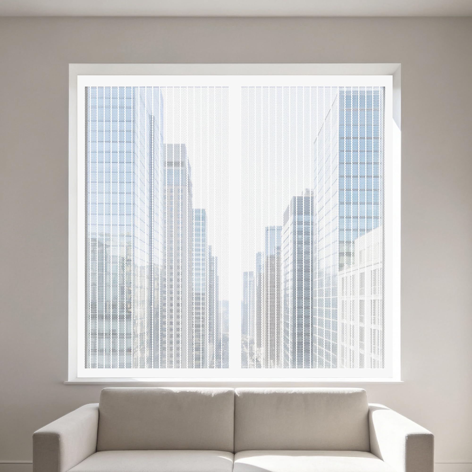 Adjustable Magnetic Fly Screen Window 135 x 165 cm Selfadhesive Tape Fly Screen for Window Easy Install for Windows Doors and Patio Screens, White