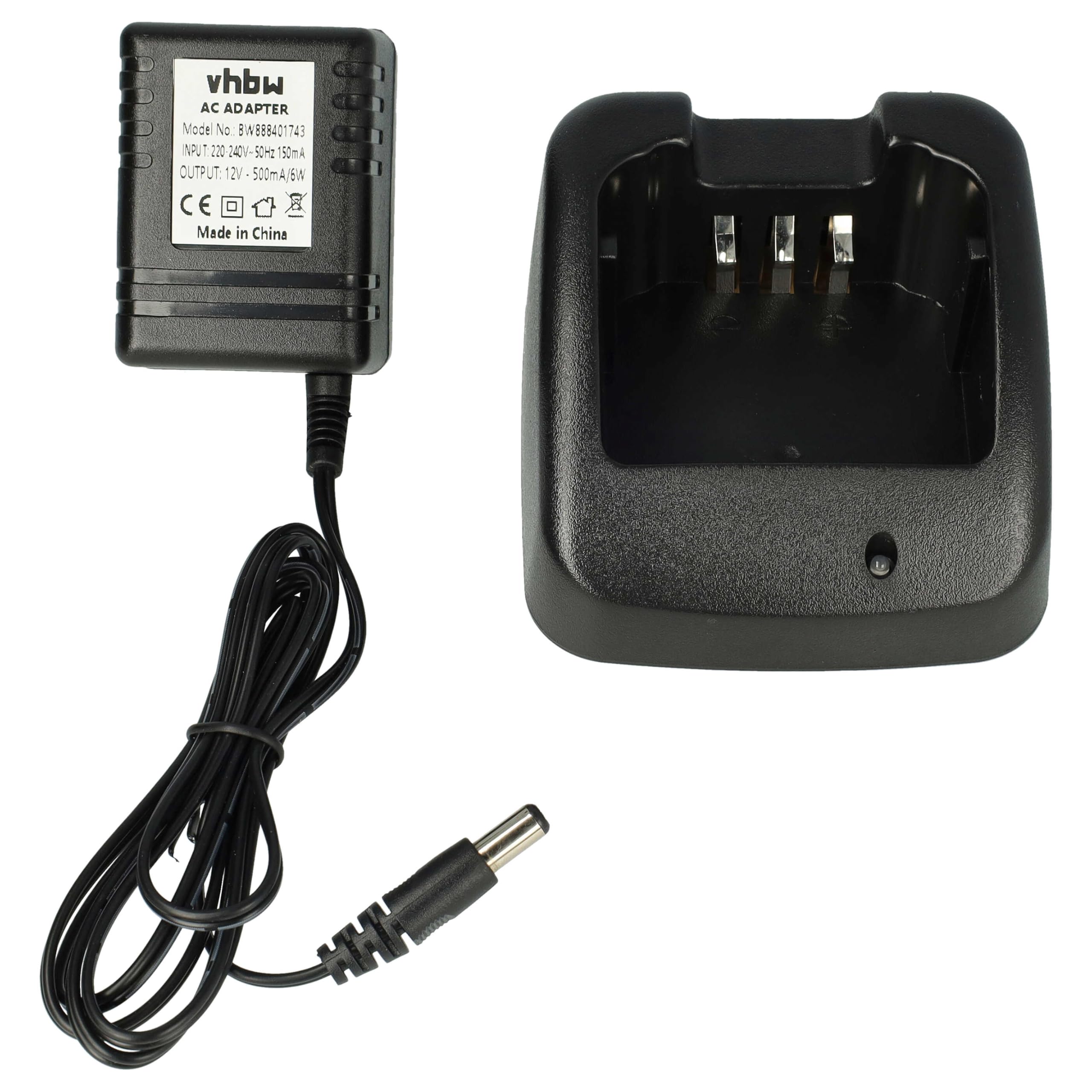 vhbw Cargador Compatible con Icom BP-232H, BP-232, BP-232WP, BP-232N, IC-4011 baterías de Radio - Estación de Carga + Fuente de alimentación, 9 V