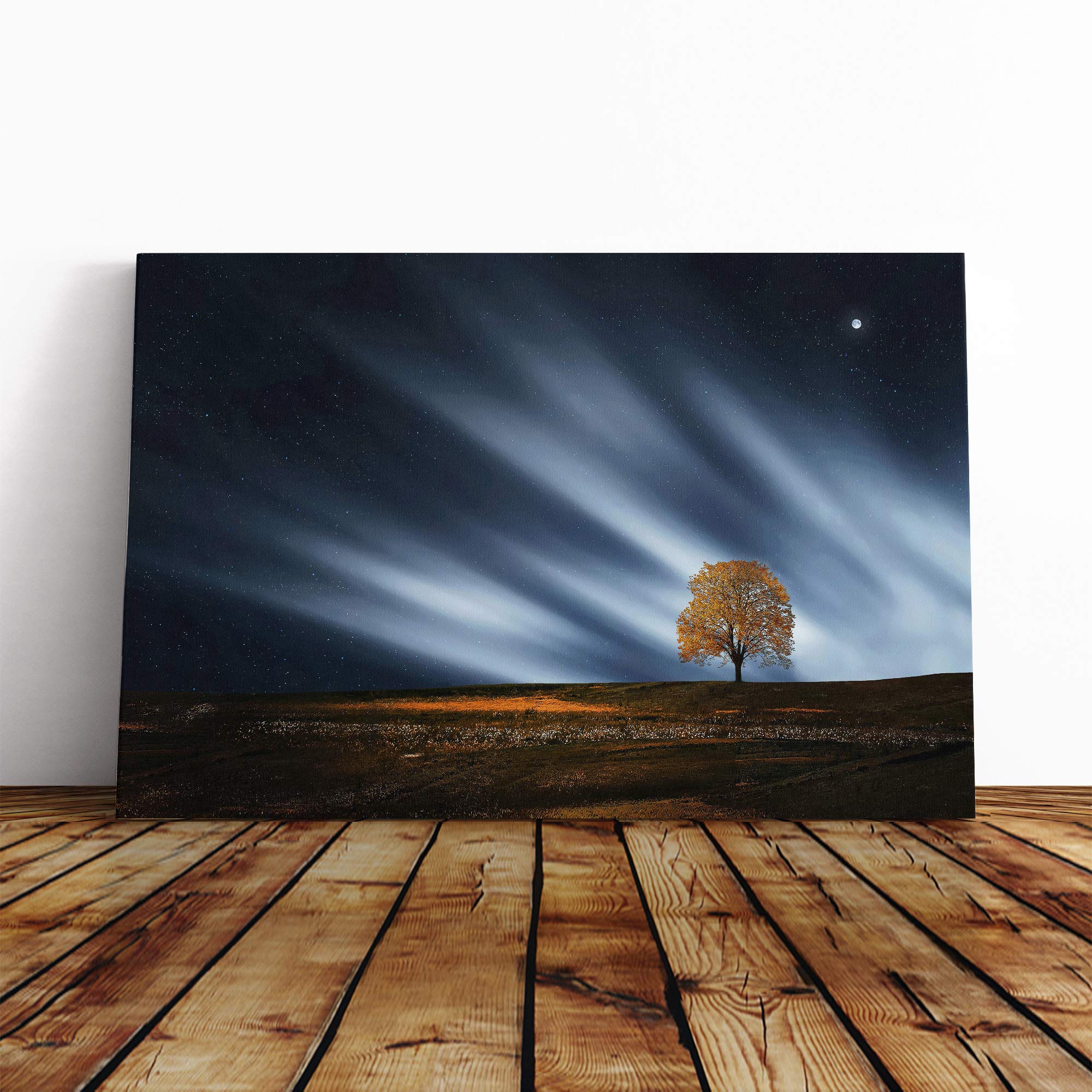 Landscape Lone Tree (2) Canvas Print | Gallery Wrapped 30mm Frame Wall Art | 24x16 inches | Ready to Hang | Modern Landscape Picture | Living Room Bedroom Lounge Office