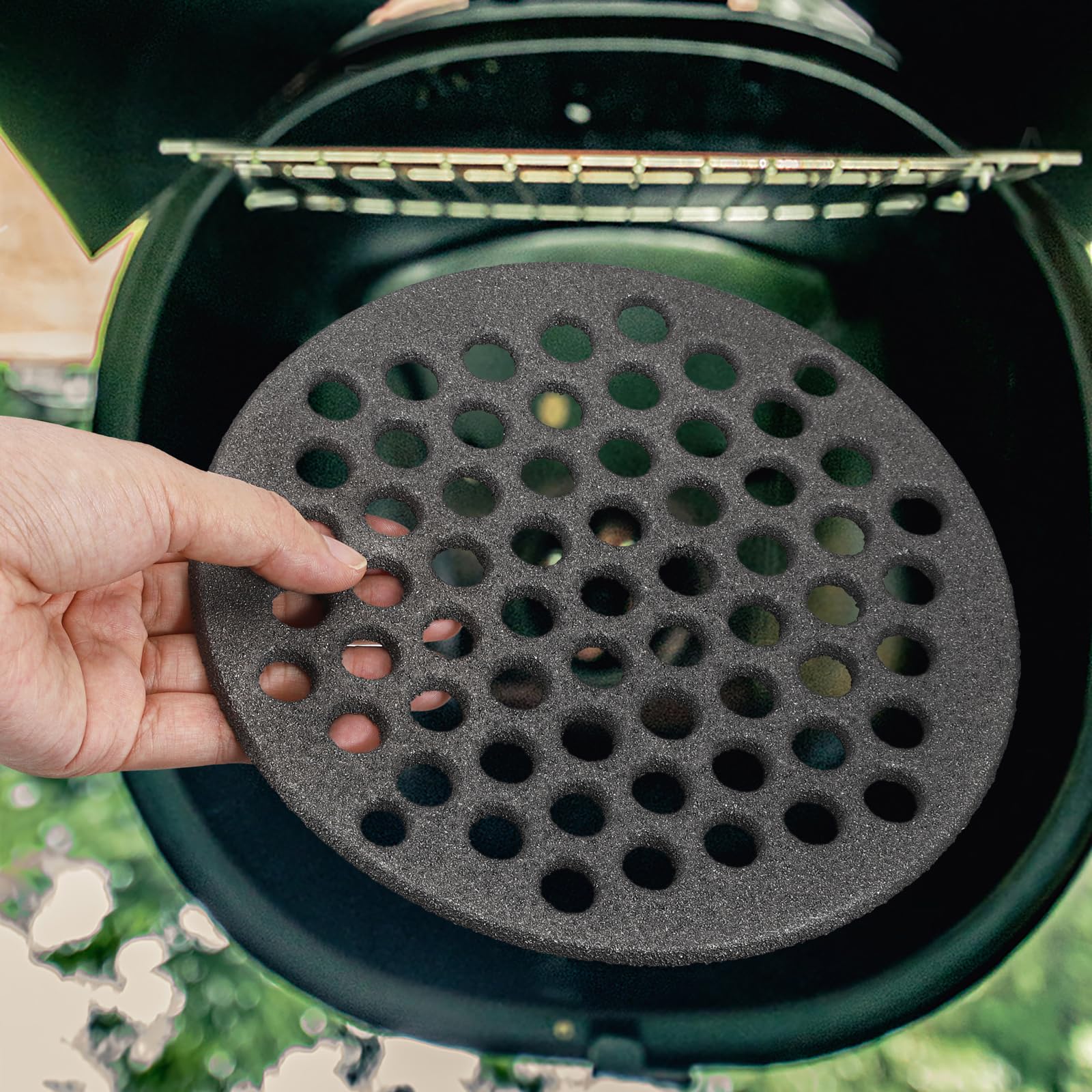 SUMTree Griglia Rotonda in Ghisa per Barbecue, Forno, Camino, Griglie con Foro Tondo, Nero, Robusta, Griglia per Cenere, Griglia per Carbone per Barbecue, Griglia per Fuoco, Diametro 19 cm, Facile da