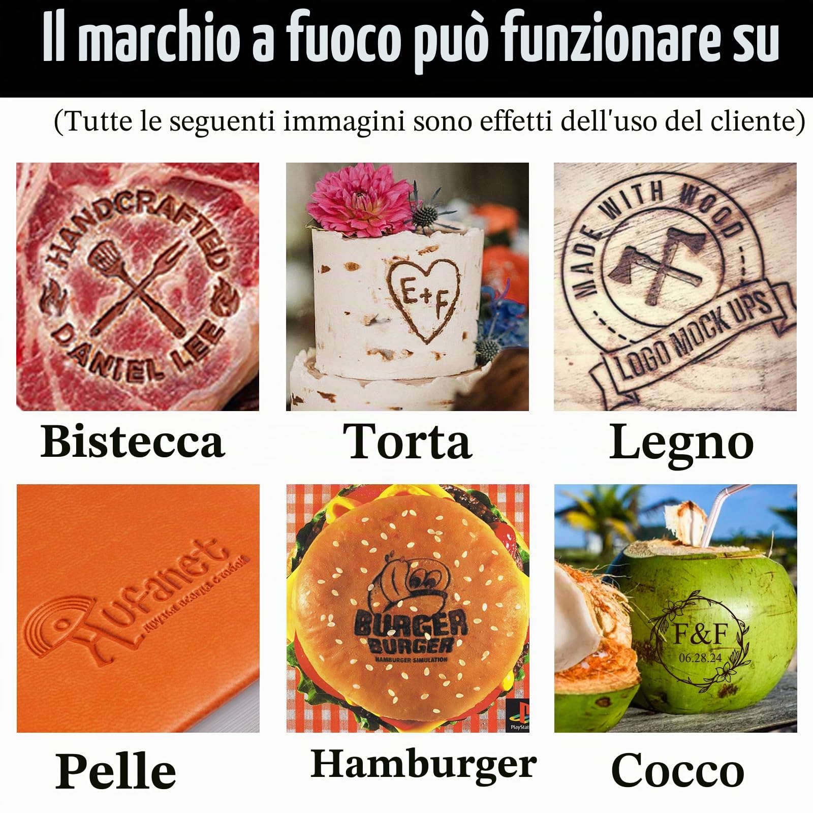 Personalizzato Legno Branding Iron Logo Personalizzato Metallo Branding Ferro per Carne Cuoio Torta Personalizzato Legno Bruciare Timbro Regali di Nozze