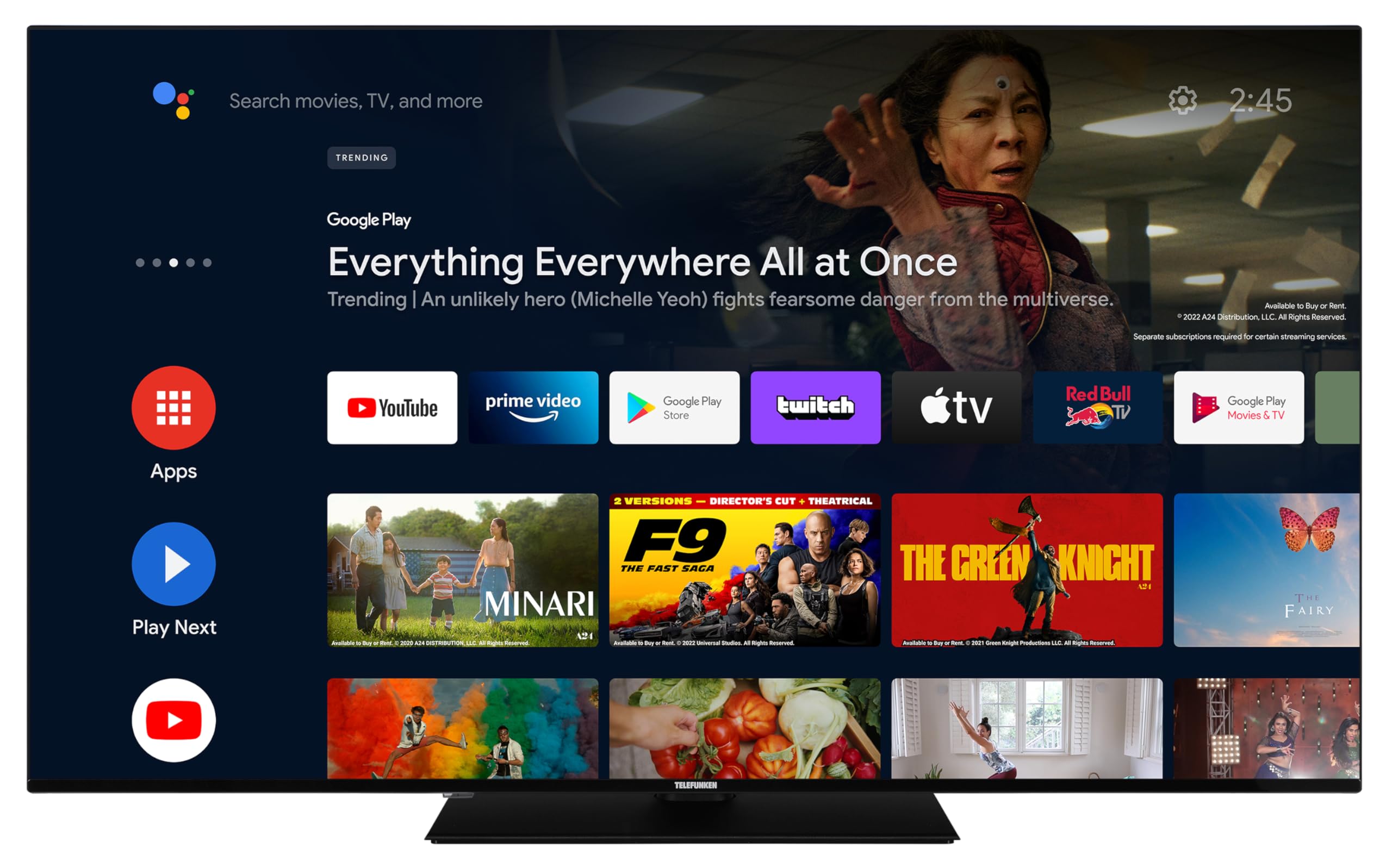 TELEFUNKEN Android TV 65 Zoll Fernseher (4K UHD Smart TV, HDR Dolby Vision, Triple-Tuner, Dolby Atmos) D65U750X2CW