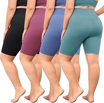 VALANDY Creamlush Plus Size Biker Shorts for Women - 8" High Waisted Ultra Soft Yoga ShortsL-5XL