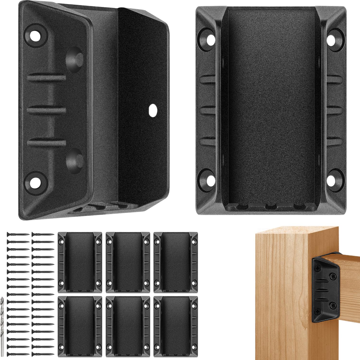 8 Pack ADC-12 Aluminum Deck Railing Bracket Connectors for 2"×4“ (Actual 1.5”x3.5“) Wood Deck Railing Post to Handrail Connection, Fence Deck Railing Metal Connectors with Wood Screws, SA8