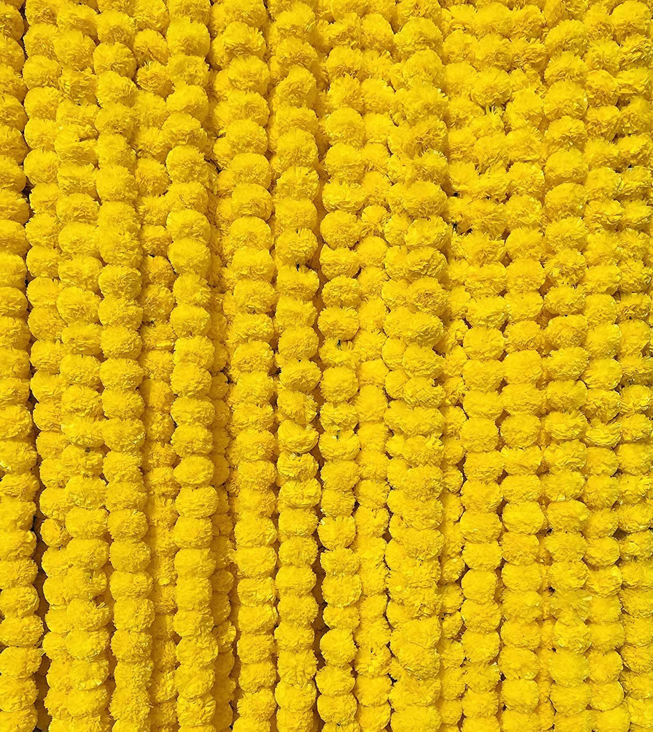OSNICA Handmade Artificial Long Flower Marigold Flower Garland for Decoration Toran Genda Phool for Wedding/Festivals Door Hangings for Decoration |5 Fee Each| (Yellow)