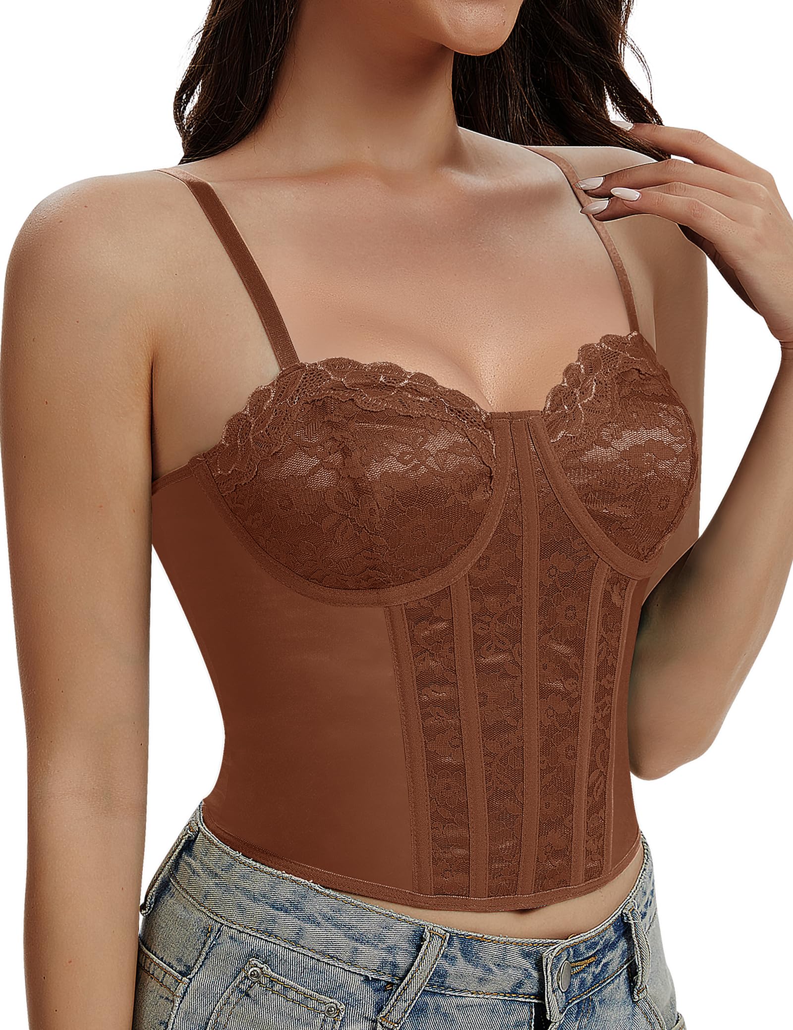 Lace Corset Tops for Women Sexy Bustier Top