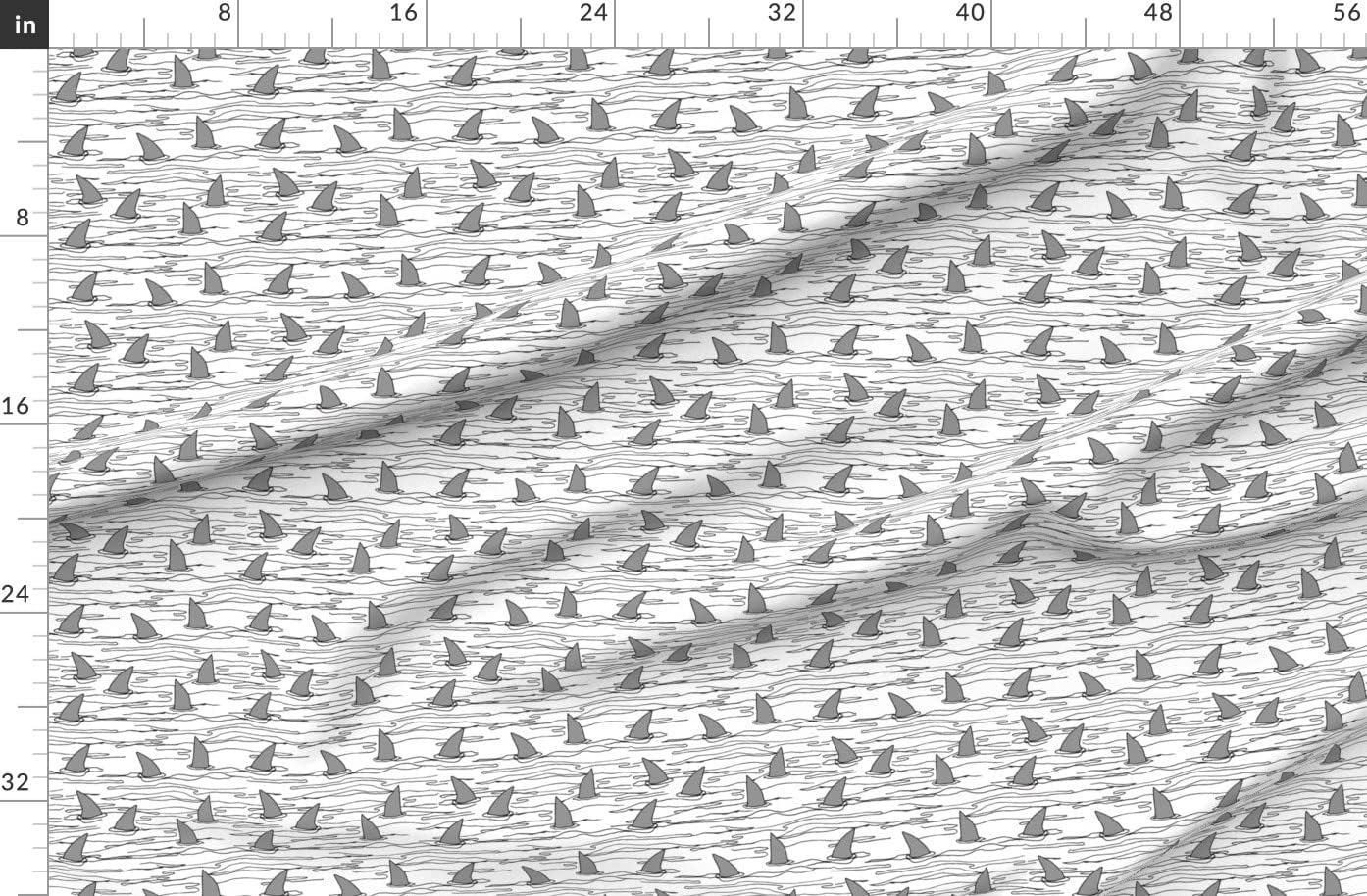 Spoonflower Fabric - Shark Sharks White Background Ocean Beach Summer Printed on Organic Cotton Sateen Fabric by The Yard - Sewing Quilting Apparel Home Decor