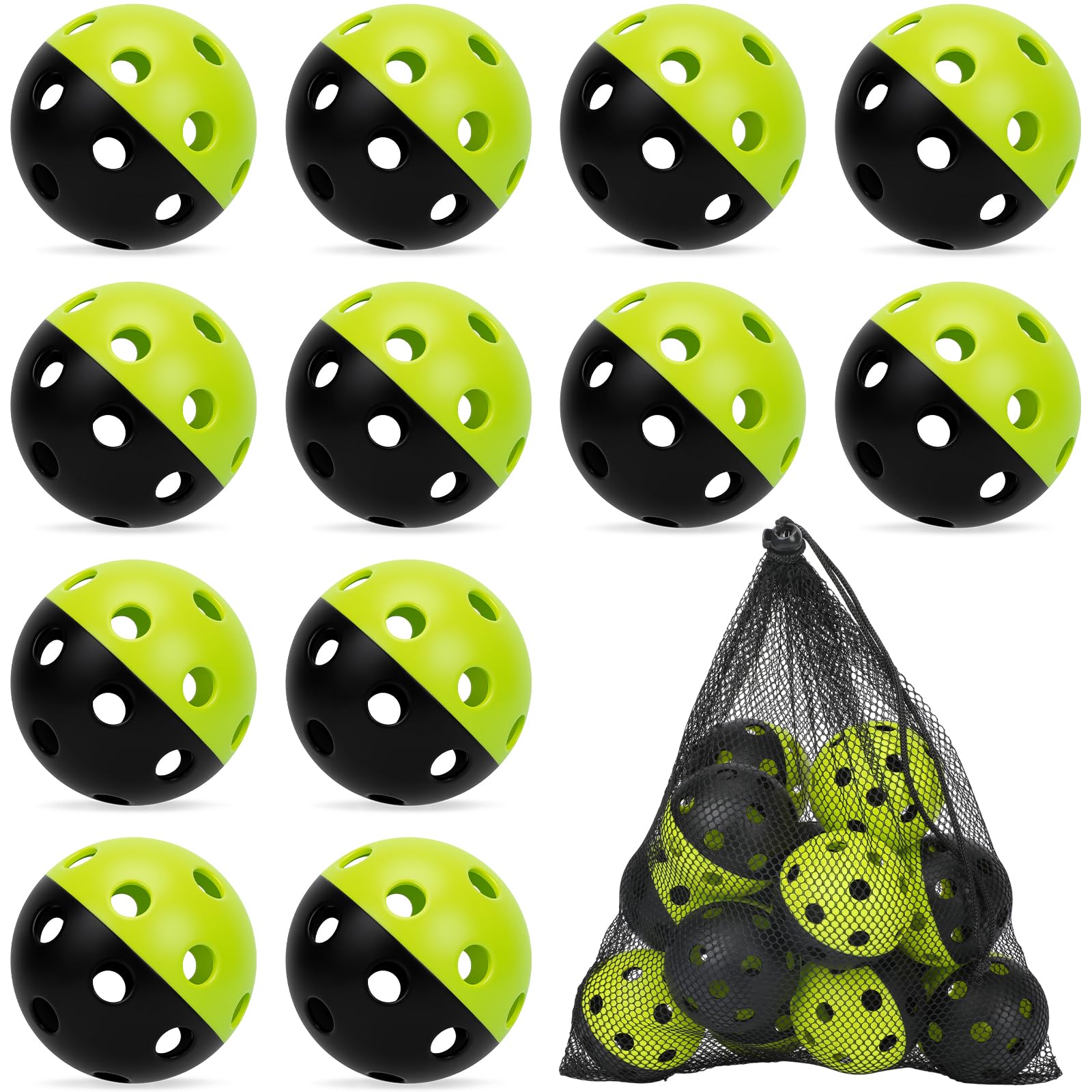 Coopay 12/50/100 Pack Plastic Baseballs Practice Training Balls Lightweight Hollow Softballs with a Drawstring Bag for Hitting Pitching Batting Training Indoor Outdoor Sport