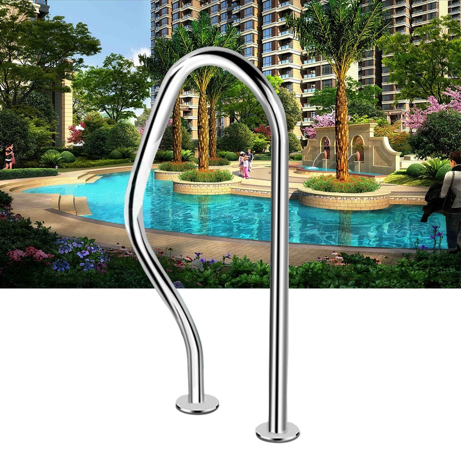 1 Barandilla For Piscina, Barandilla For Piscina, Barandilla Antideslizante De Seguridad De Acero Inoxidable 304, Barandilla For Escalera De Piscina De 3 Curvas, Capacidad De Carga De 350 Libras ( Siz