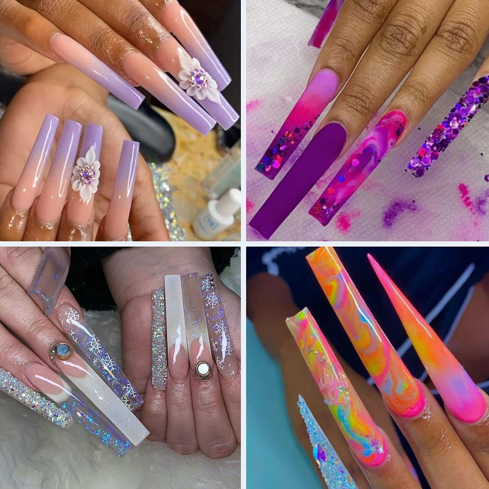 360 pezzi di punte per unghie finte a forma di U extra lunghe, punte per unghie finte per nail art fai-te, 12 misure di punte riutilizzabili salone con scatola di (Colore naturale 360 ​​compresse)