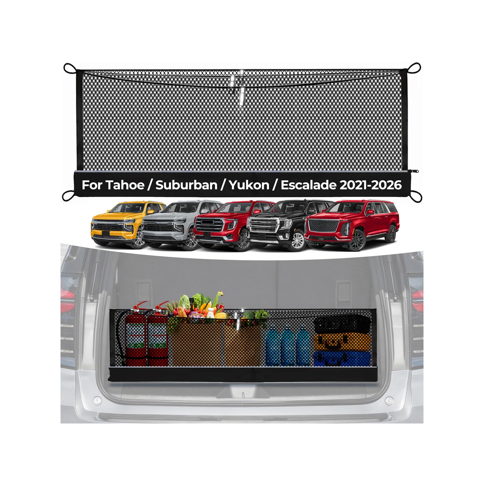 3-Layer Cargo Net for Tahoe/Suburban/Yukon/Yukon XL/Escalade 2021-2026 Nets