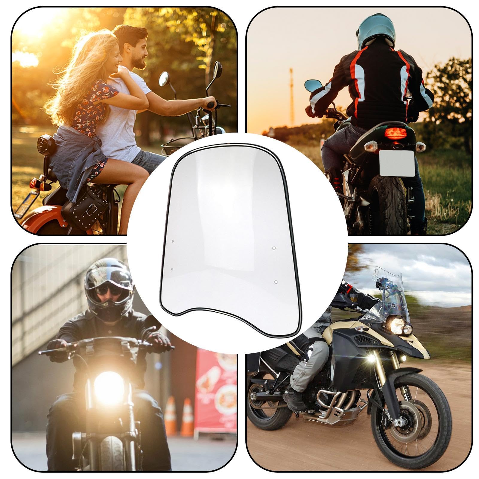 46x42.5 Cm Parabrezza Per Scooter, Parabrezza Moto Per Bici Elettriche, Con Bordi Allargati E Parabrezza Spoiler Universale Per Moto, Veicoli Elettrici, Infrangibile, Antivento, Protezione Dal Freddo