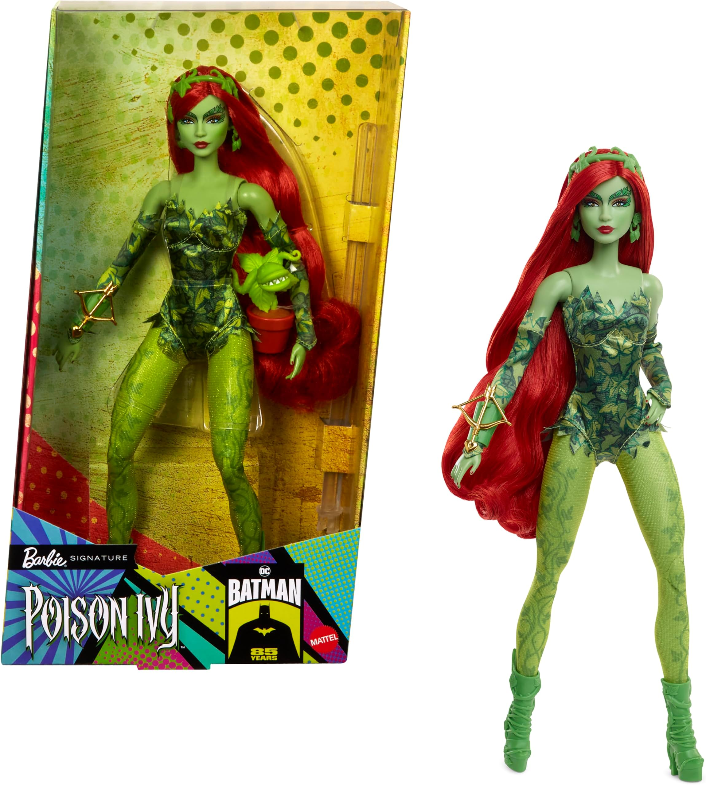 Barbie Signature Poison Ivy Collector Doll with Posable Body, Iconic Outfit, & Accessories, DC Batman 85th Anniversary Collectible, HRM51