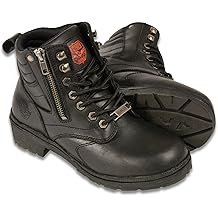 MBL9320W Women's Black Premium Leather Wide-Width Lace-Up Motorcycle Rider Boots