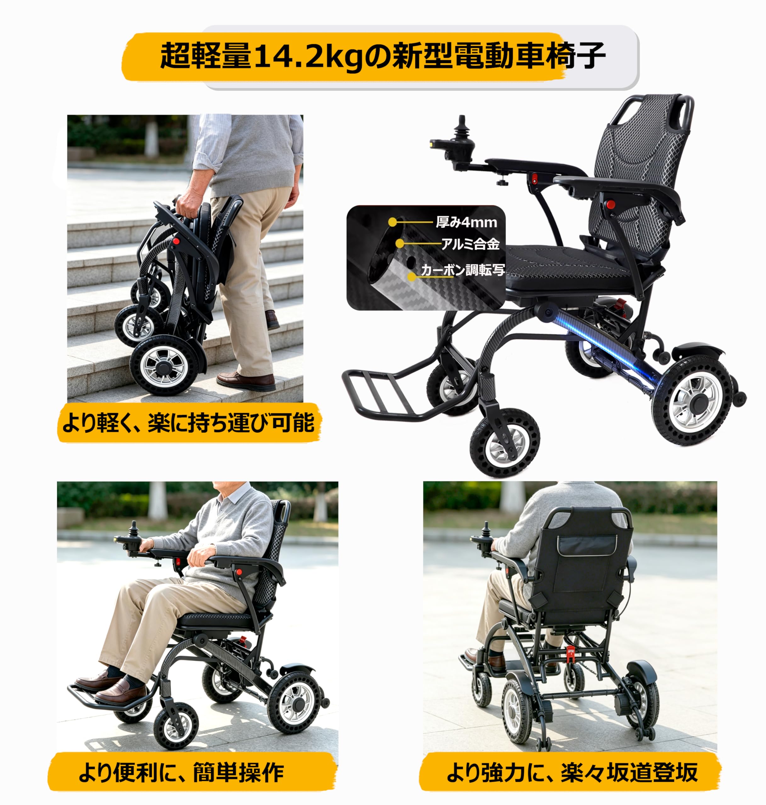 Amazon | Miugoo 電動車椅子 電動車いす 電動シニアカート 軽量14.2kg