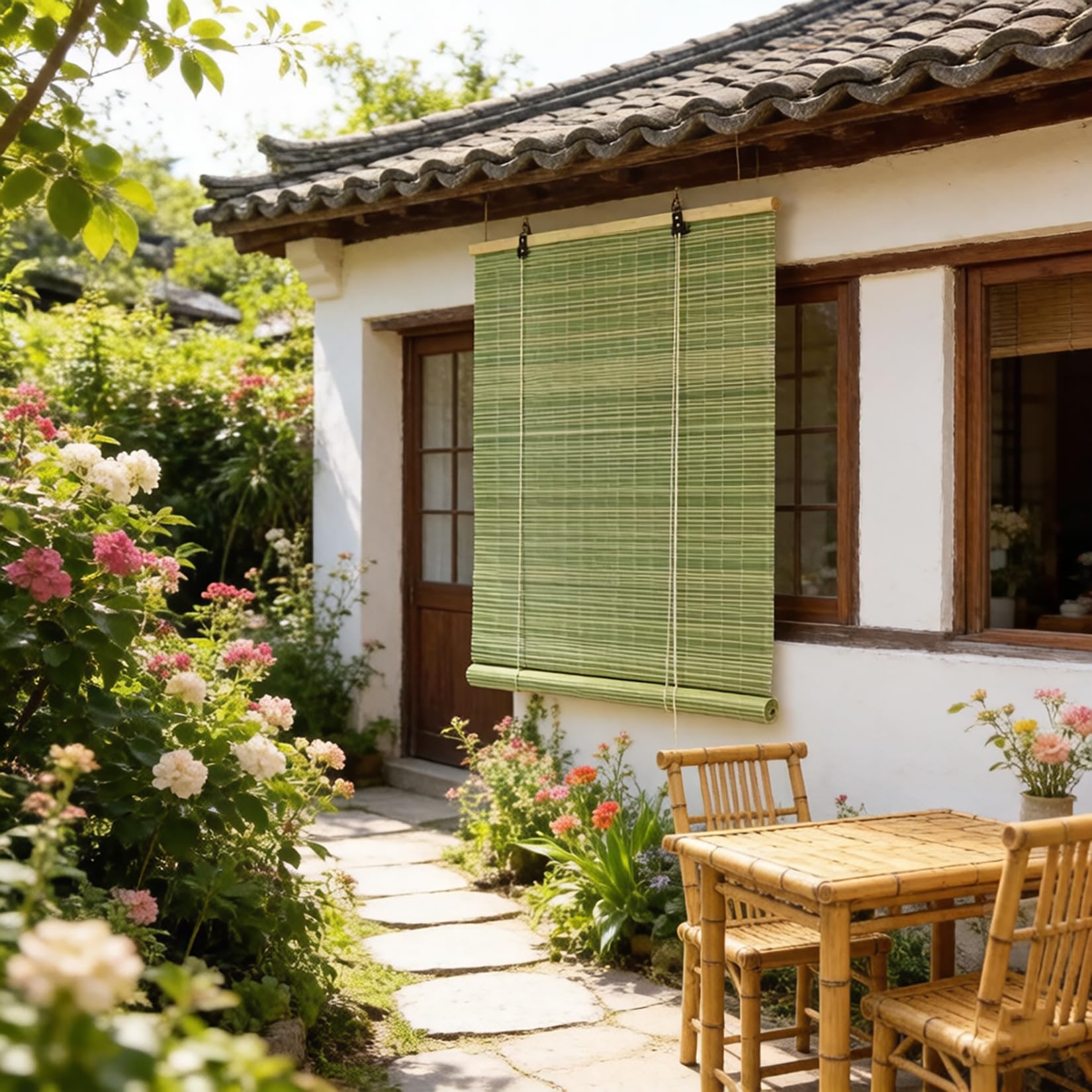85x180cm Store en Bambou Naturel 60% Filtration | Protection Solaire| pour Fenêtres et Baies Vitrées | Installation Simple sans Perçage | Décoration Végétale Intérieure