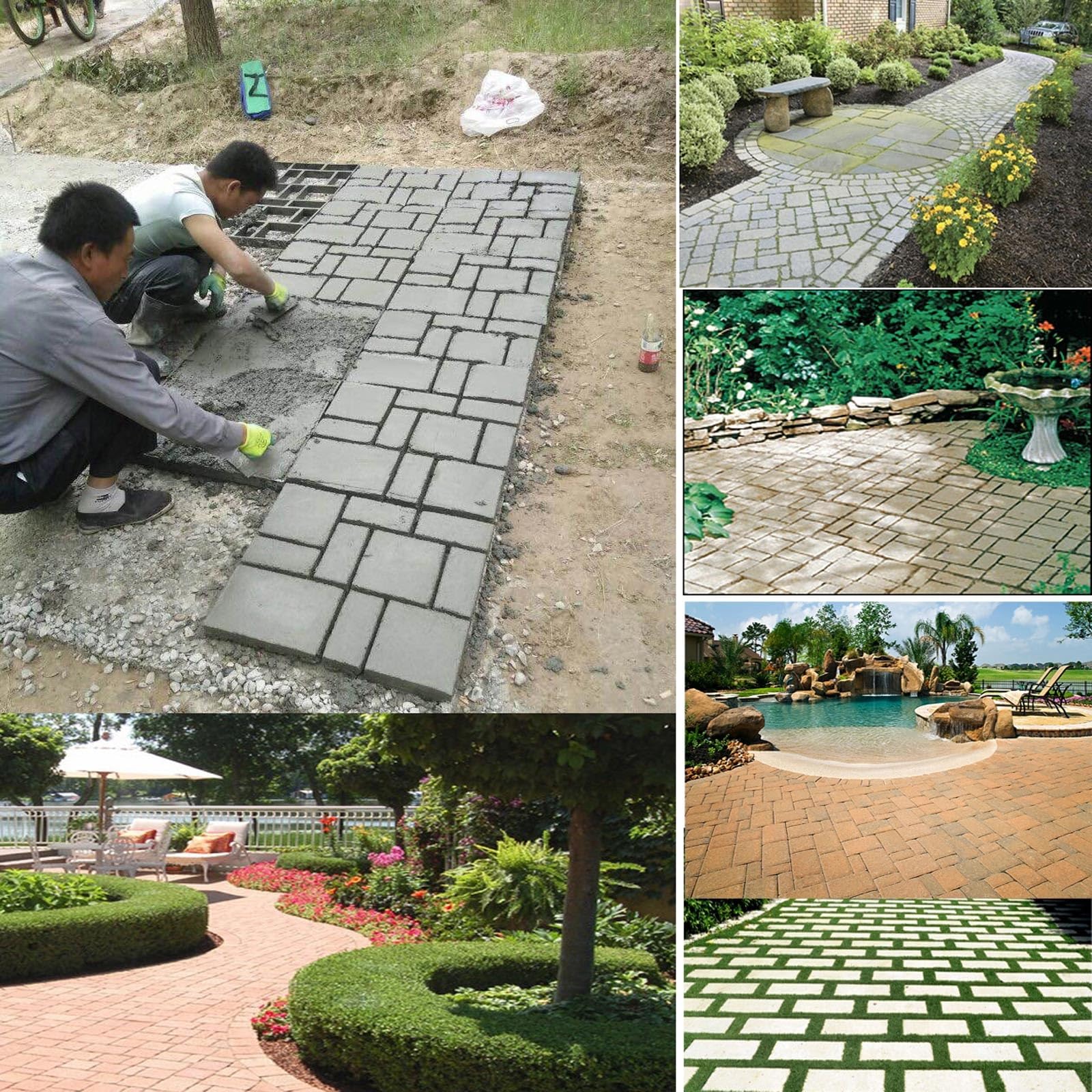 Forma do odlewania betonu, forma do tarasu, wielokrotnego użytku, z tworzywa sztucznego, forma do cegieł cementowych, do podłóg ogrodowych na zewnątrz, 50 x 40 x 3,5 cm