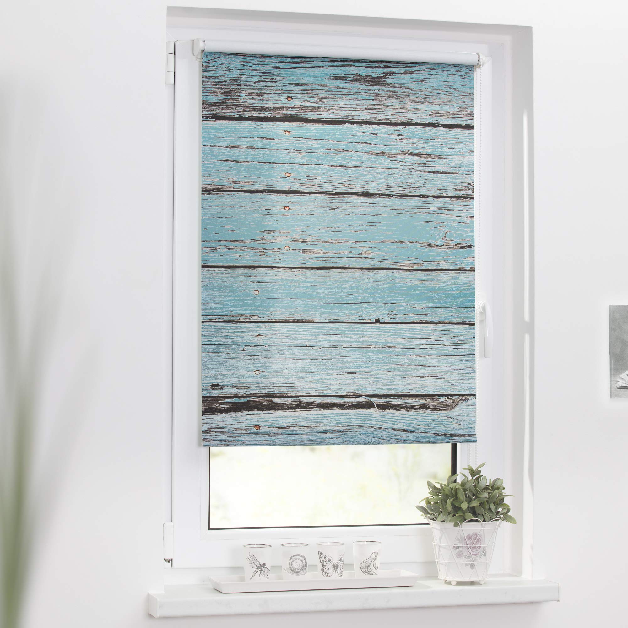 Lichtblick Rollo Tageslicht Blickdicht ohne Bohren Petrol 80 x 150 cm (B x L)