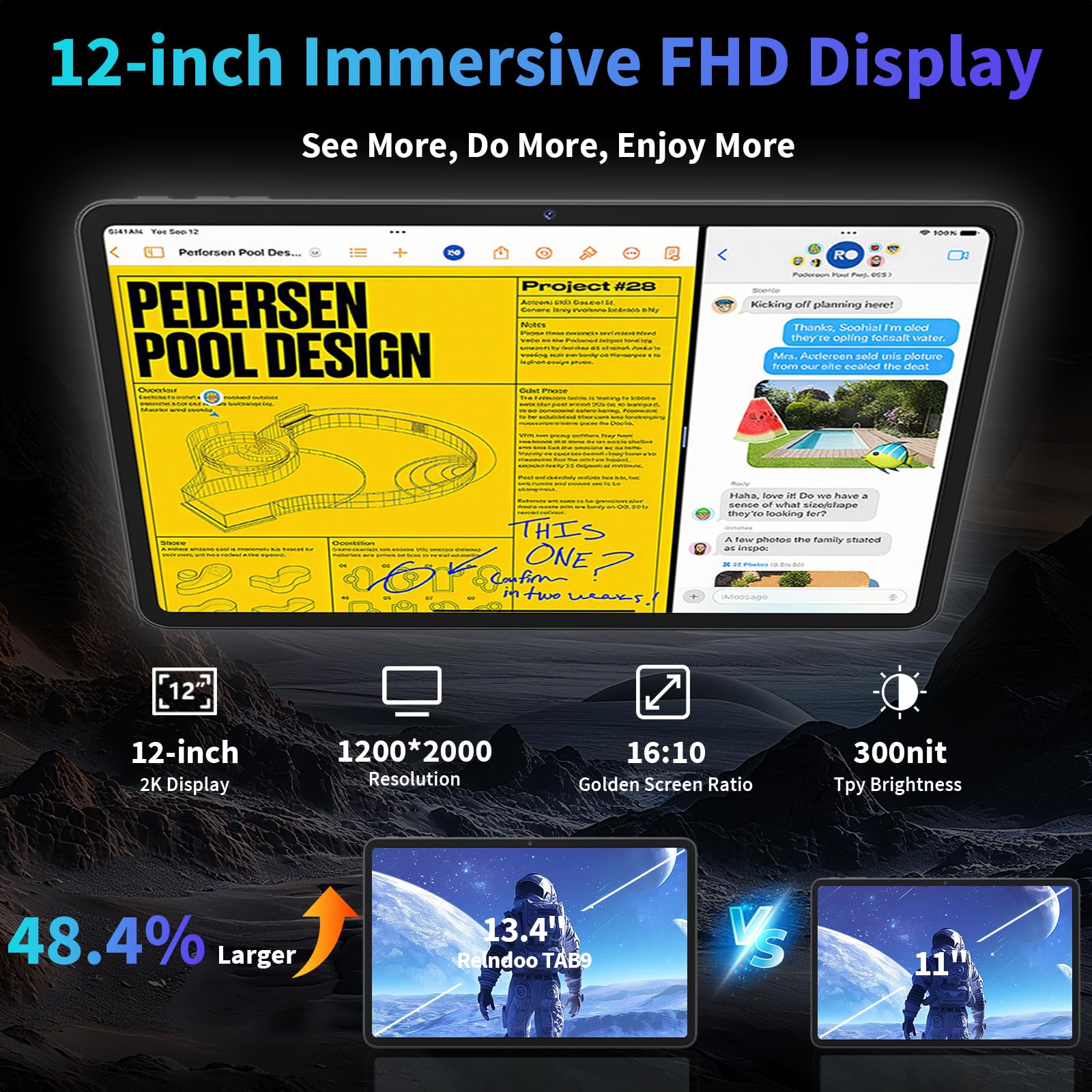 Amazon.com : Relndoo 2025 12 Inch Tablet, 24GB（8+16） RAM+256