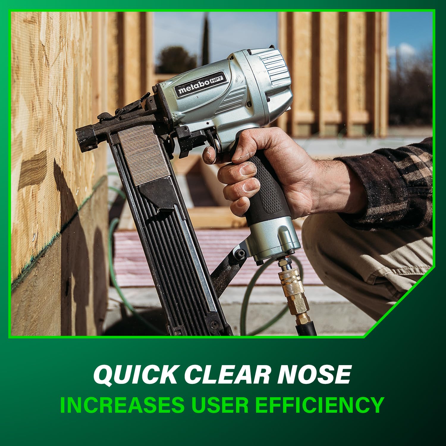 Metabo HPT N5008AC2 Agrafeuse à couronne standard de 7/16", cloueuse pneumatique Pro-Preferred, outil de construction pour terrasse de toit et installation de sous-sol, agrafeuse électrique de calibre