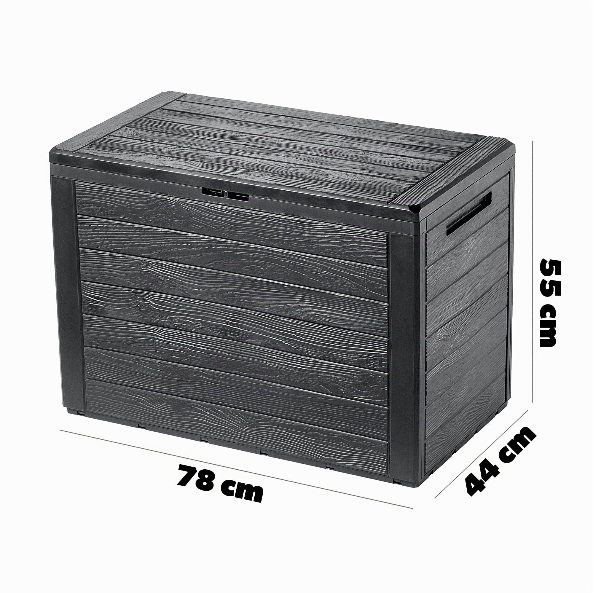 KADAX Baúl de jardín de 190 litros, caja de almacenamiento de plástico, para cojines, juguetes infantiles y cojines de asiento, para jardín y terraza (antracita)