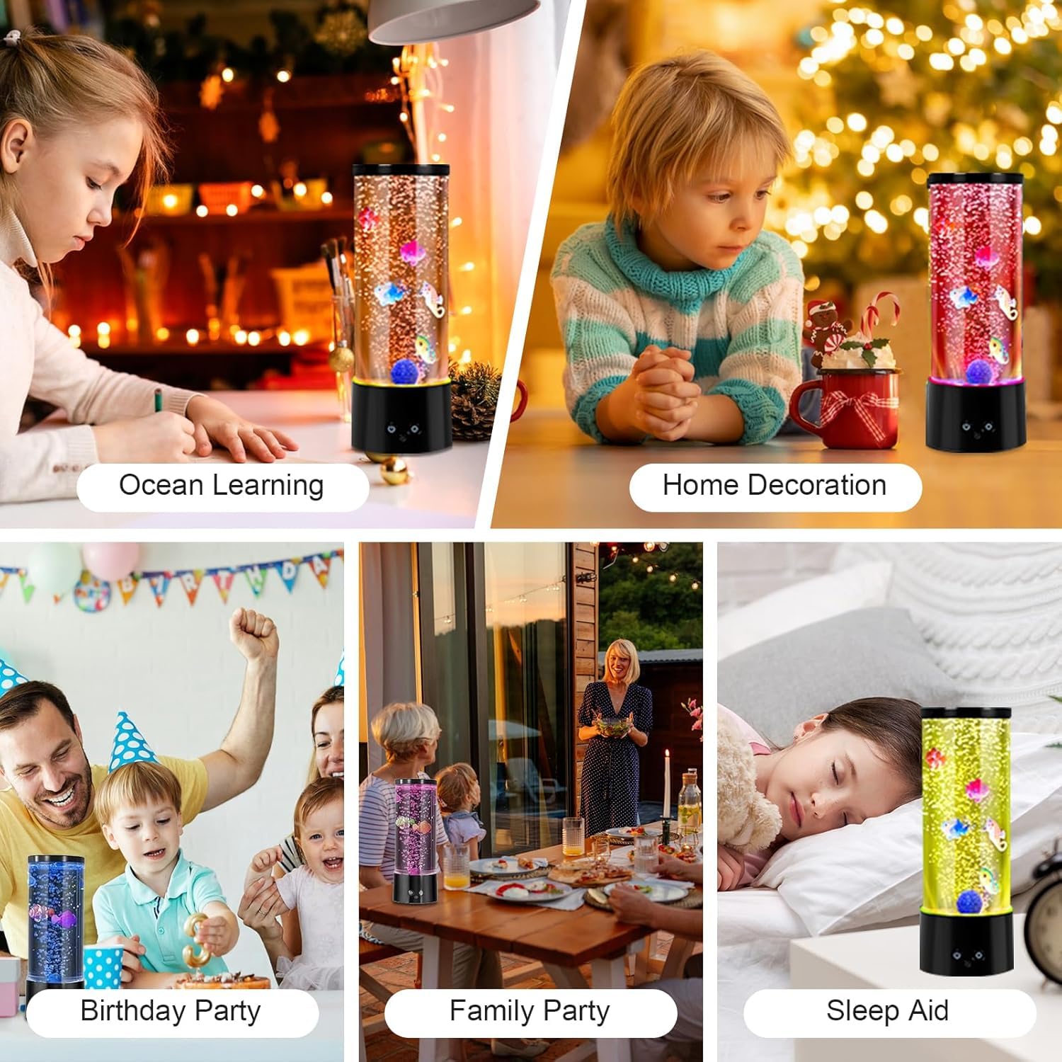 GWEUZMAL - Lámpara de pez de burbujas que cambia de color, 17 colores ajustables, decoración de luz de estado de ánimo para aliviar el estrés, adecuada para adultos y niños, decoración de oficina en 4