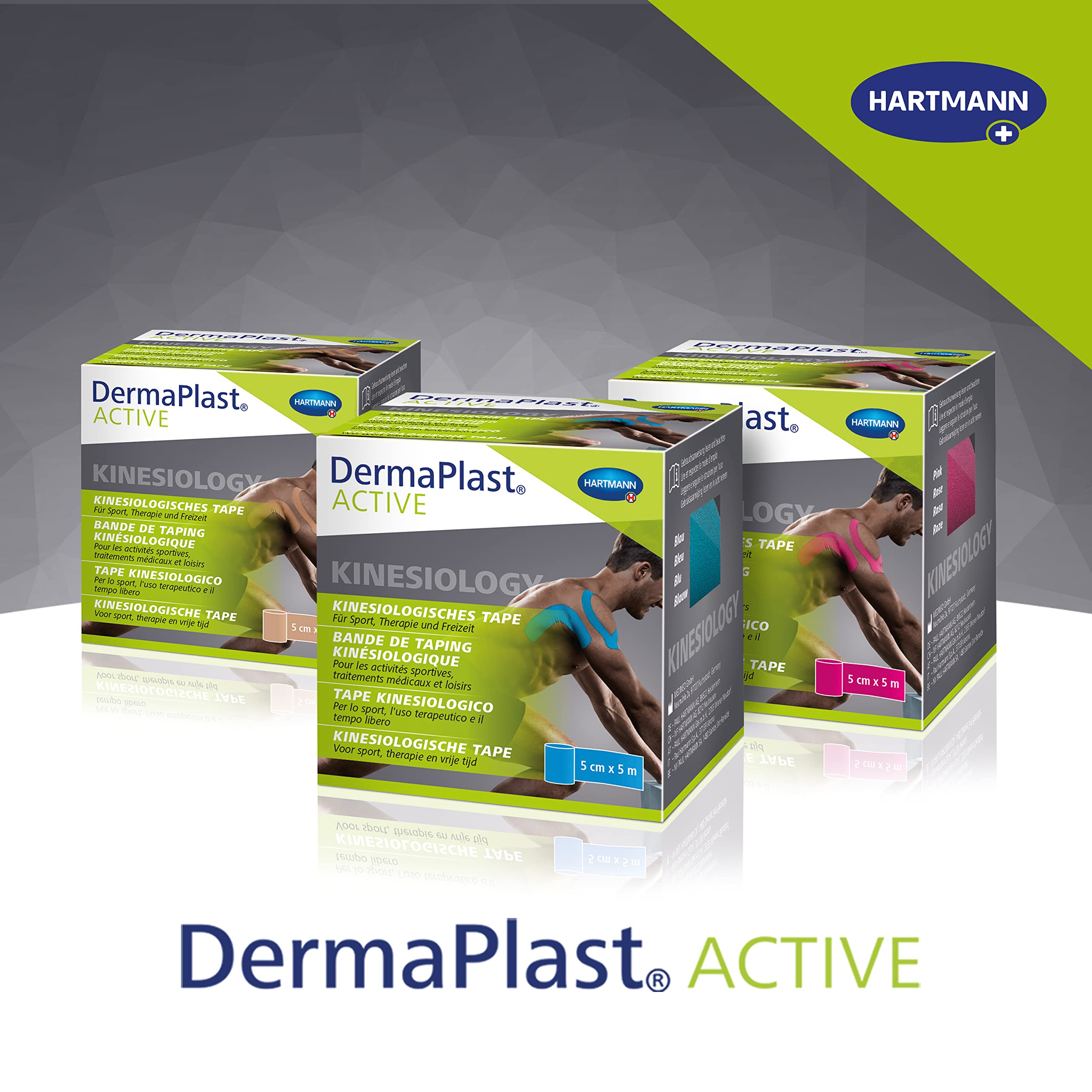 DermaPlast Aktywna taśma kinezjologiczna, taśma nerwowo-mięśniowa do zapobiegania i leczenia ostrych urazów sportowych, Kinesio, kinezjologia, Beżowy, 5cmx5m