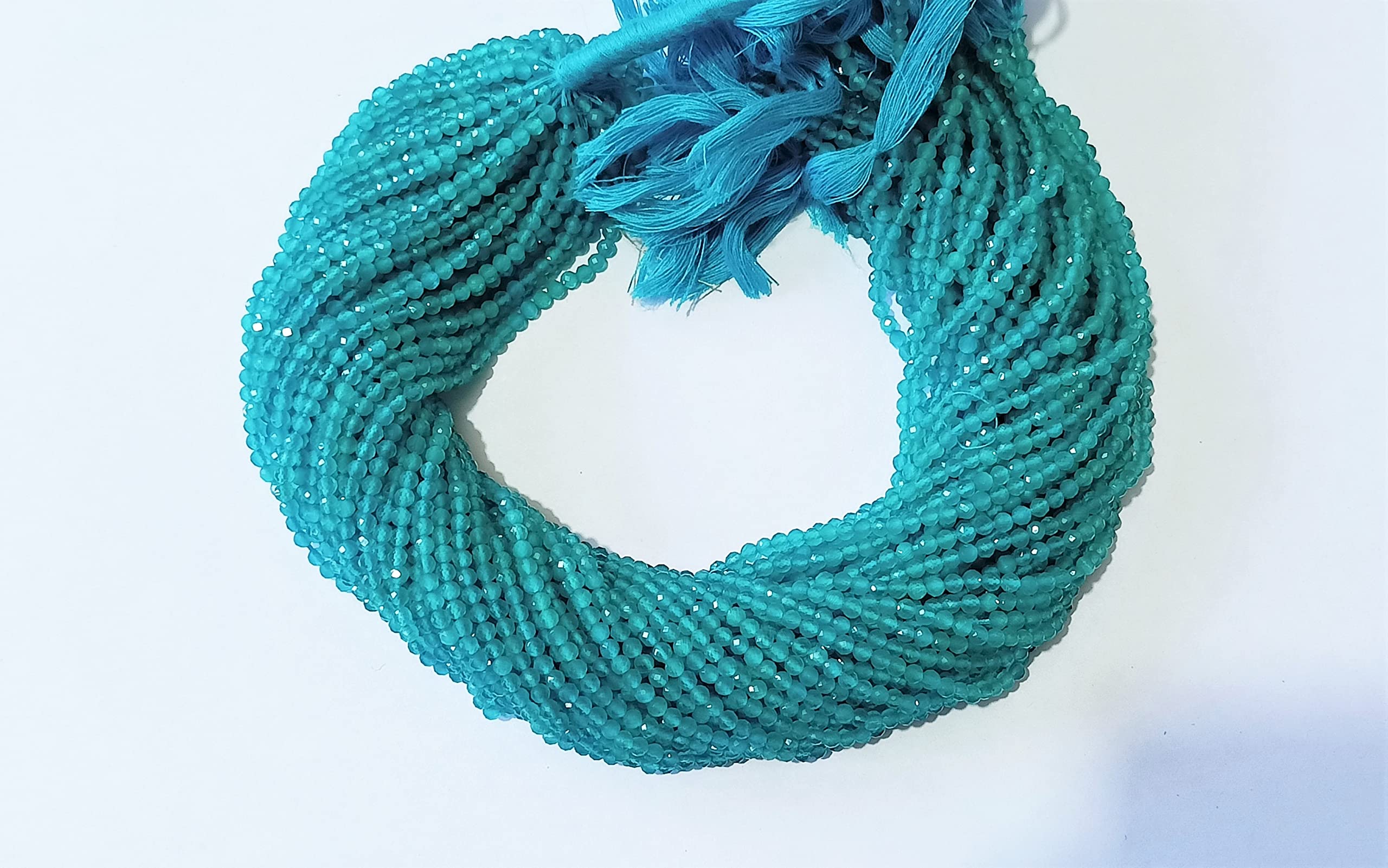 Naturalny zielony chalcedon fasetowane okrągłe koraliki około 3 mm | sznurek 33 cm | koraliki do biżuterii DIY - kolczyki, naszyjnik, bransoletka, łańcuszek na kostkę (5)