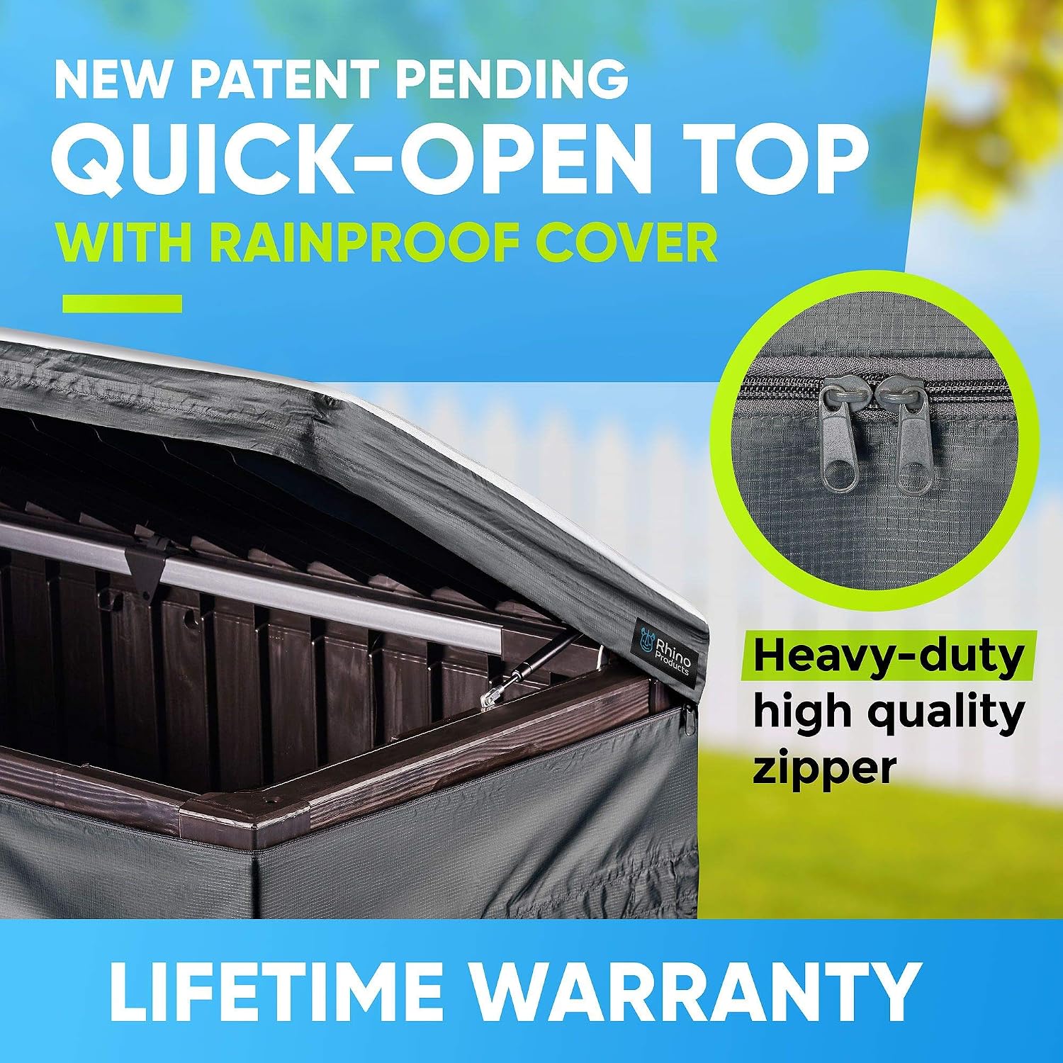 Bag Mate Deck Box Cover, Waterproof Quick Open Cover Top with Zipper (62" x 30" x 28")