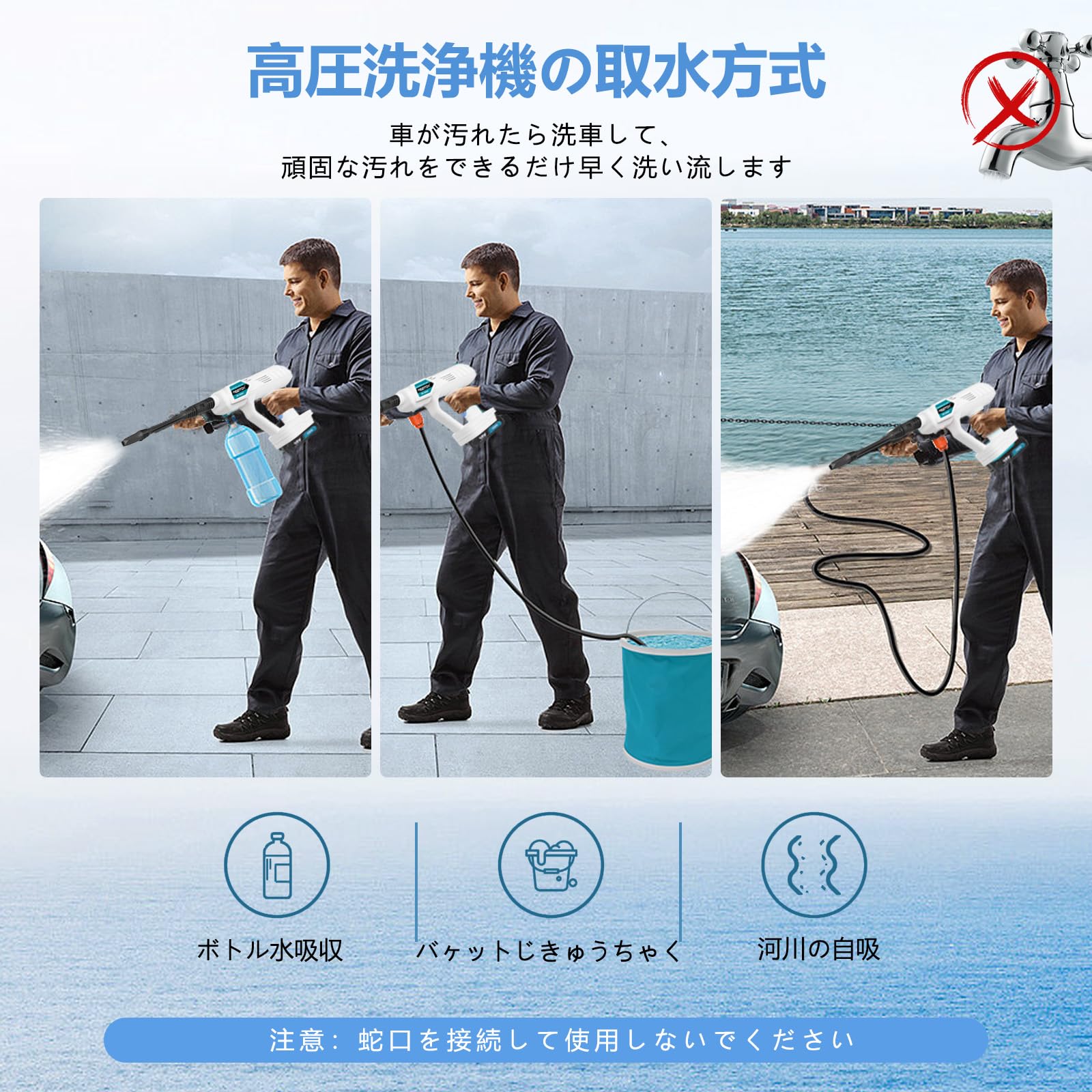 充電式 コードレス 水圧洗浄機6MPa最大吐出圧力 550W 自吸式 充電式 コードレス 水圧洗浄機6MPa最大吐出圧力 550W 自吸式