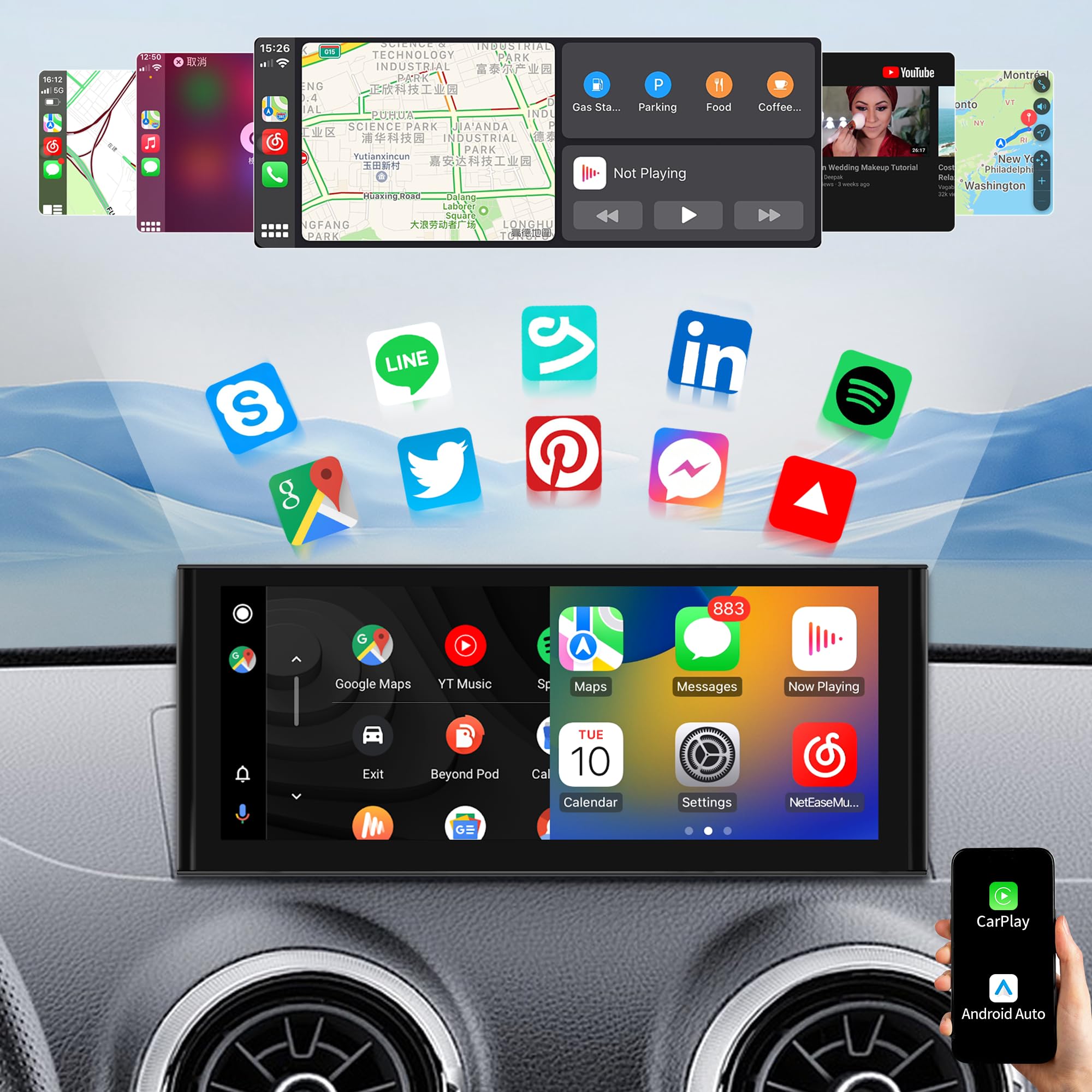 Aktualizacja ekranu Linux 25.0 cm do Audi A3 S3 RS3 8V MIB1 MIB2, Wireless CarPlay i Android Auto, lustrzanie ekranu, kamer samochodowych