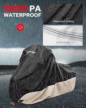 Benlari Motorcycle Cover Waterproof with Side Box Compatible with Harley Davidson Touring Models Road King Street Glide Road Glide Electra Glide Outdoor All Weather Protection, L,107 x 43 x 50