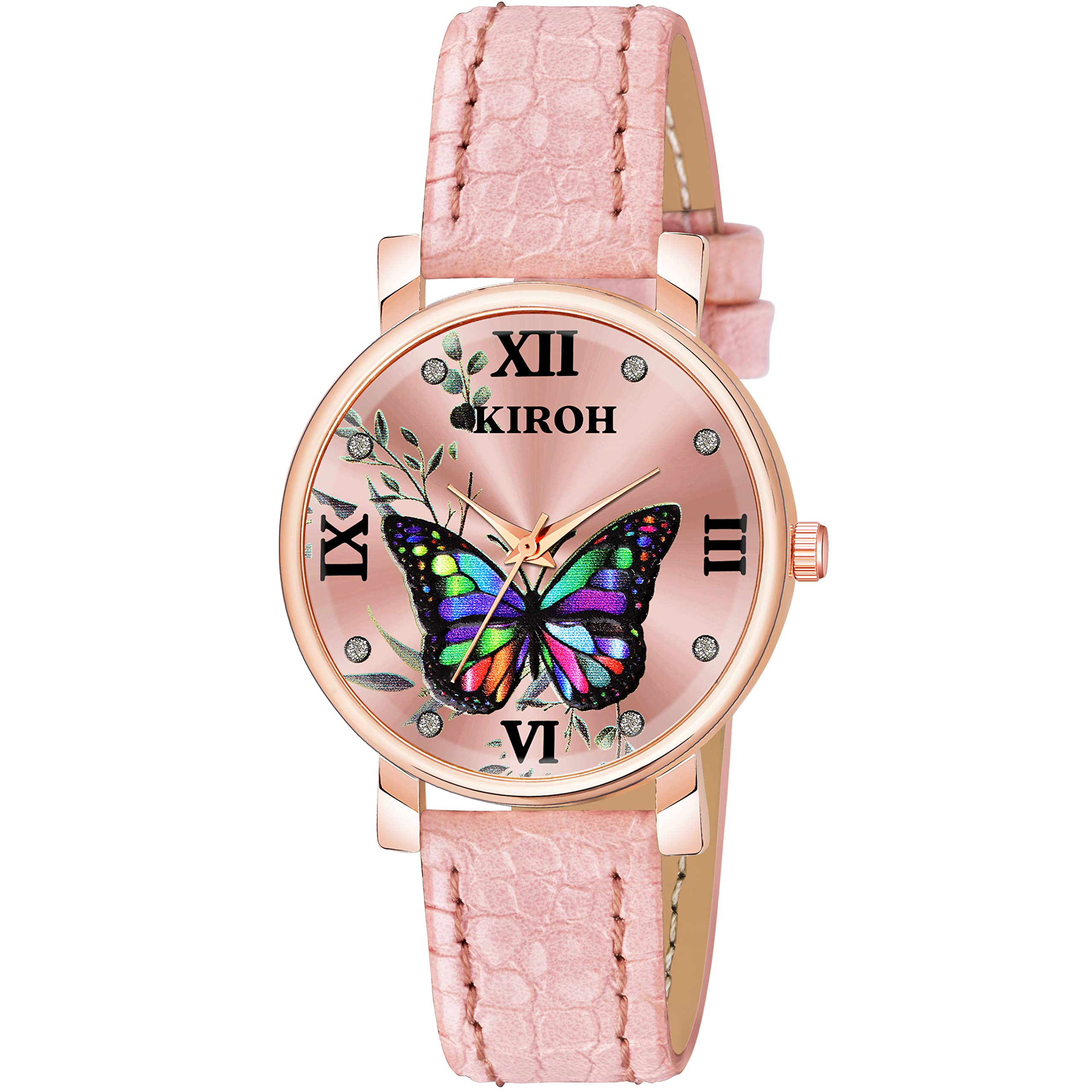 KIROH Analogue Buttefly Dial Unique Designer Leather Strap Womens and Girls Watch(Pink) (B0BJ6JVR7J) Amazon Price History, Amazon Price Tracker
