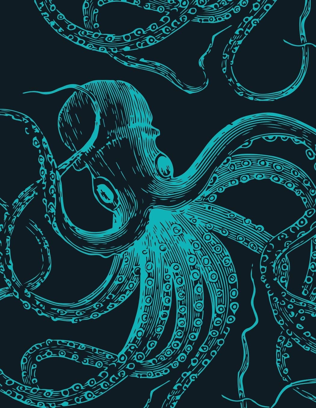 Vintage Octopus Sketchbook Green: Ocean Sea Life Sketchbooks For Artists Adults and Kids to draw in 8.5x11 110 blank pages