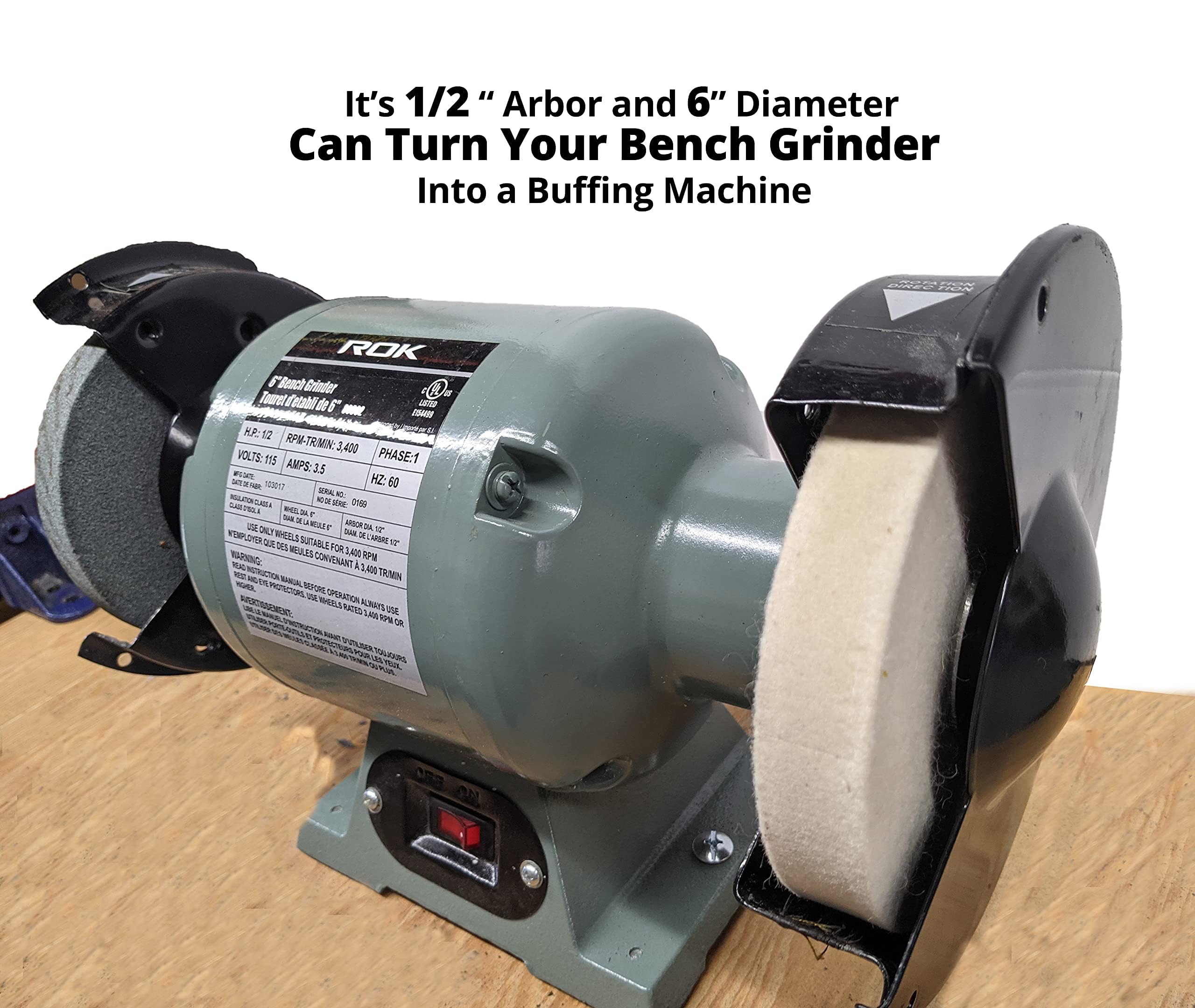 6" Felt Buffing Wheel - Bench Grinder Polishing -5