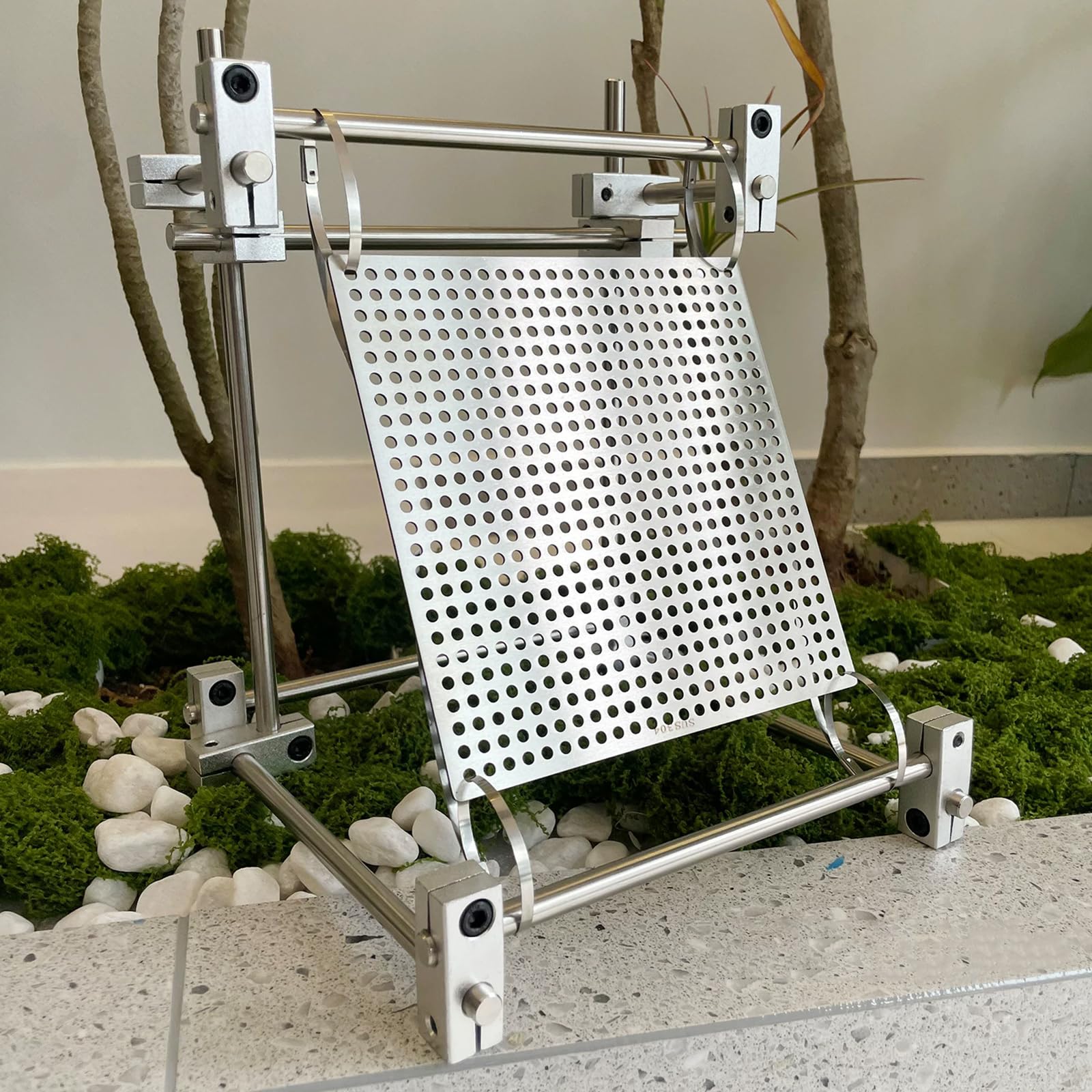 Jardinière acier inoxydable 15cm pour fougère corne de cerf avec drainage d'air optimal