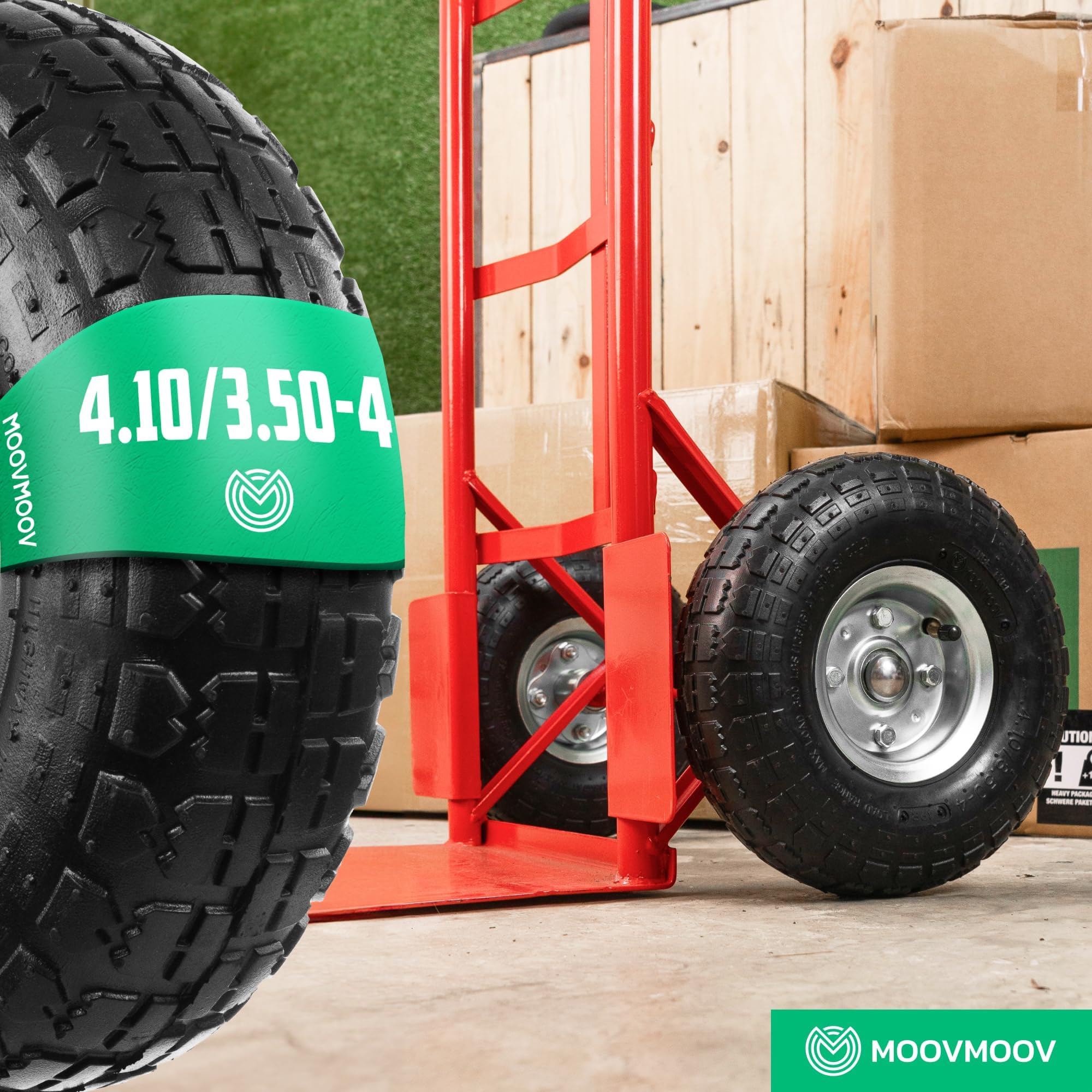 MOOVMOOV - Pneu Gonflable 4.10/3.50-4 - Chambre à air non-incluse - Compatible avec Pneu Diables de Transport, Remorques de Jardin, Autres
