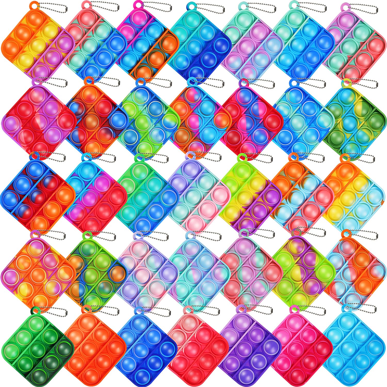 LIAM&AVA Party Favors, 35 Pcs Pop Fidget Toys Keychain Its for Kids Adults, Mini Push Bubble Pops Bulk Sensory Toys, Birthday Gifts Classroom Prizes for Boys Girls Goodie Bag Treasure Chest Box