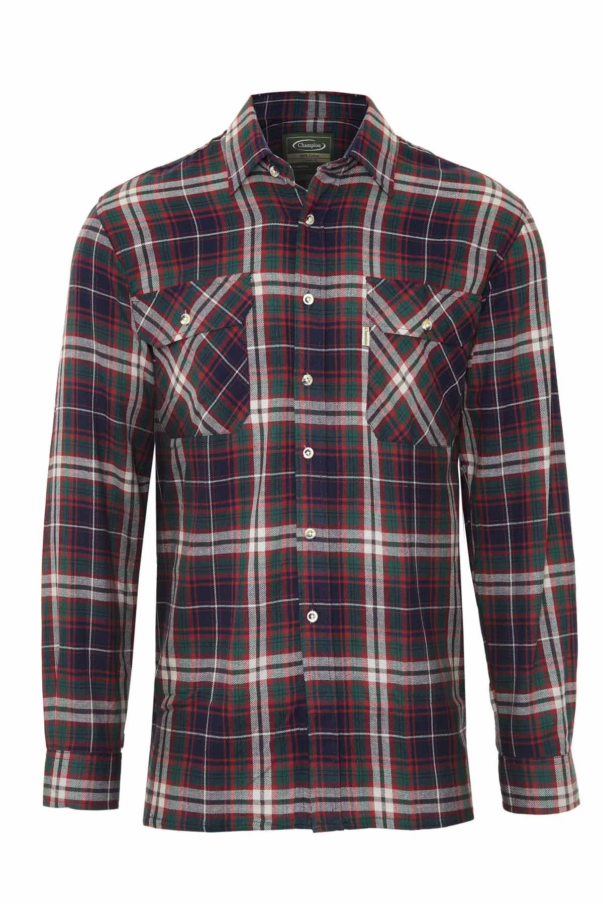 Champion Mens Country Style Kempton Casual Long Sleeve Shirt Blue 4XL