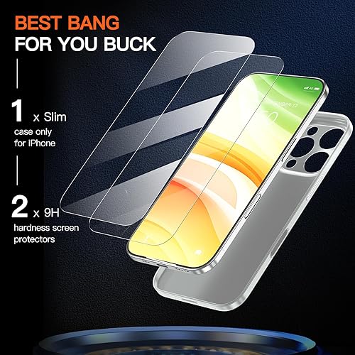 Miniatura 10 de Dataroad - Funda delgada para iPhone 13 Pro Max de 0.008 in, 6.7 pulgadas, con 2 protectores de pantalla de vidrio templado, transparente que se