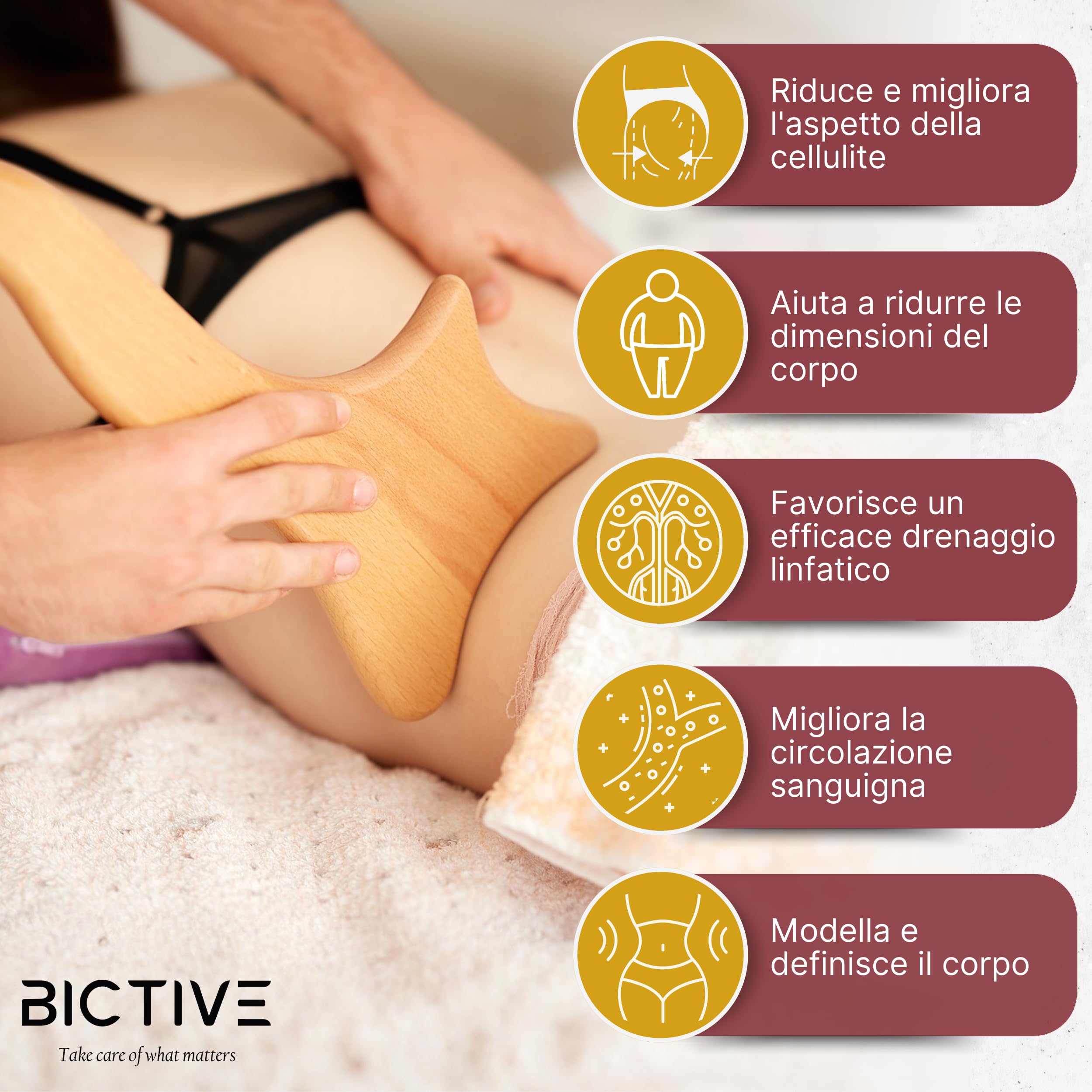 Kit Maderoterapia Legno 4 in 1. Massaggiatore Cellulite e Linfodrenaggio Gambe. Massaggio Anticellulite per il Corpo e le Gambe. Rullo Massaggiatore Linfodrenante in Legno di Faggio.
