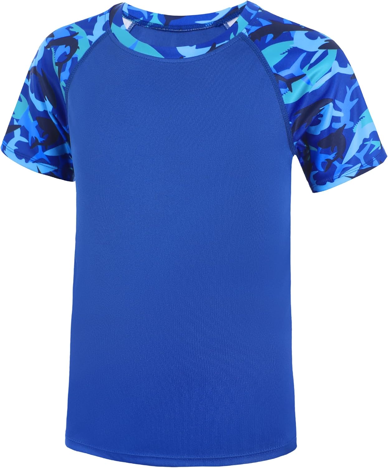 Roadbox Boy's UPF 50+ Rash Guard Swim Shirt, Short Sleeve Water Surf Fishing Sun Shirts, Kids Youth UV Protection Rashguard