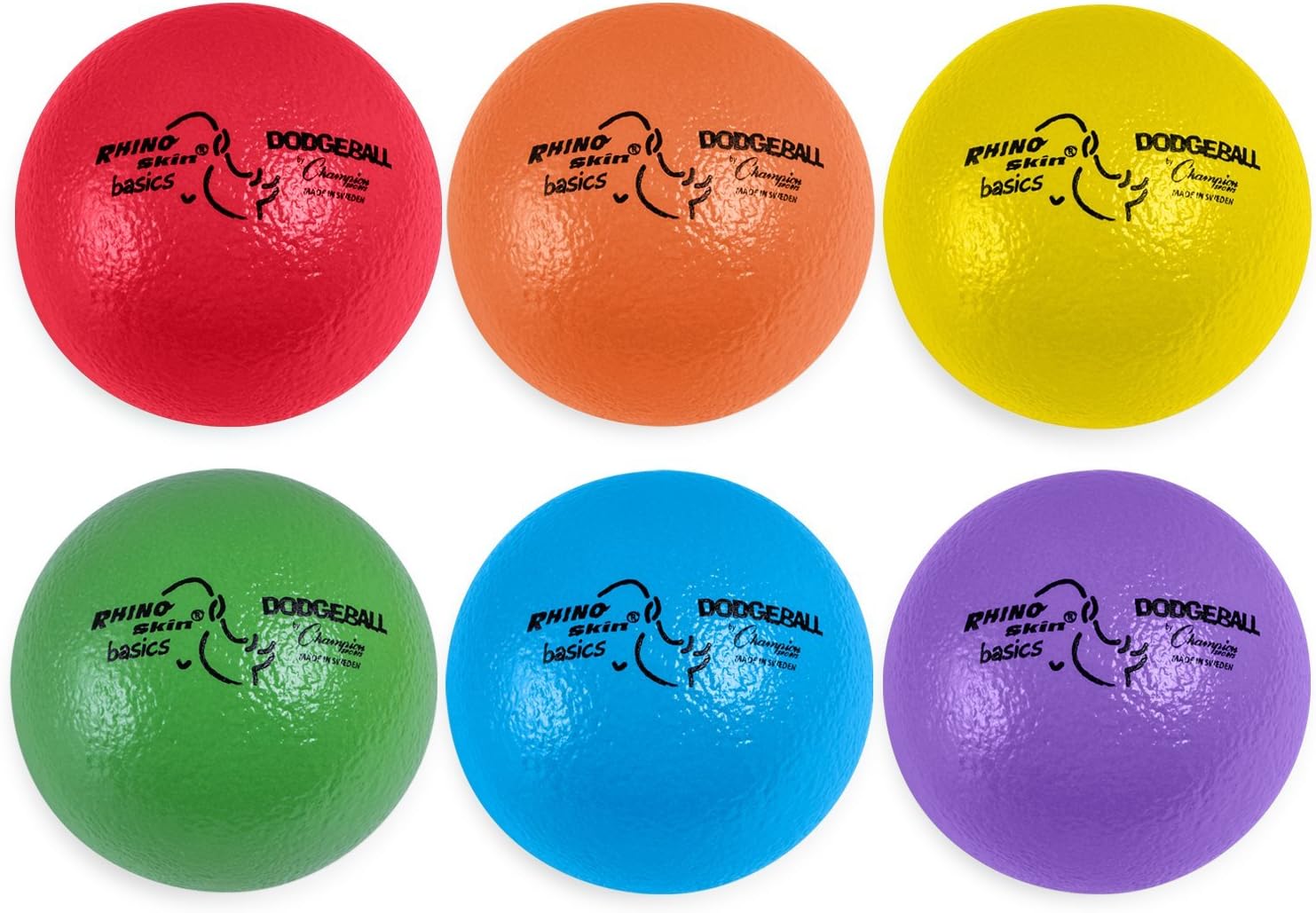 Rhino Skin Dodgeball Set – 6 Soft Foam Balls with Durable Coating, 6" or 7" for Gym, Playground Play