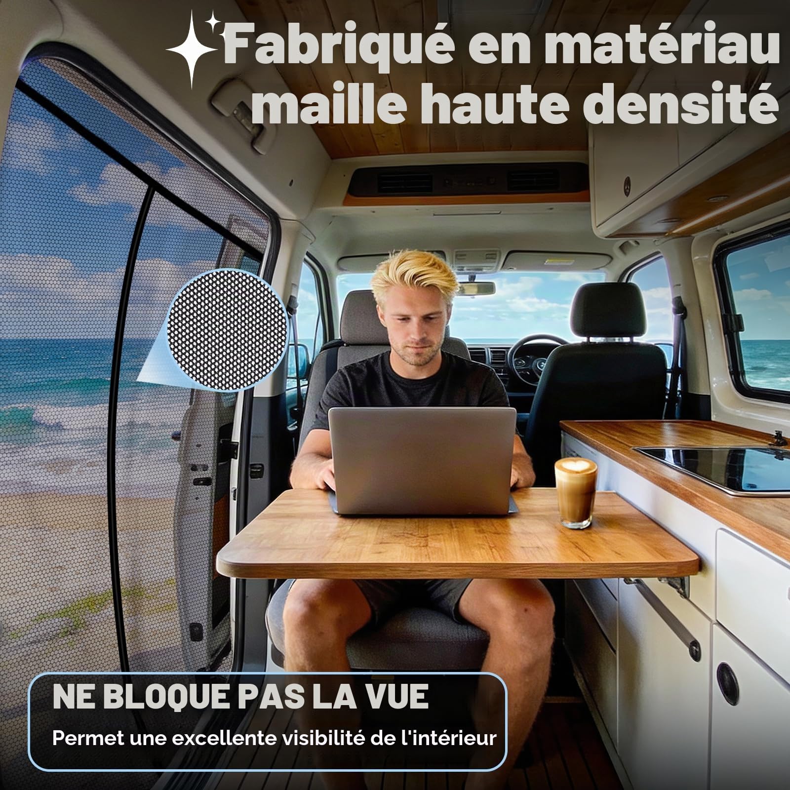 Moustiquaire Magnétique pour VW T5 T6 Camping Porte - Coulissante Latérale | Anti-Insectes, Ajustement Parfait pour VW T5 T6, Fixation Magnétique, Maille Fine