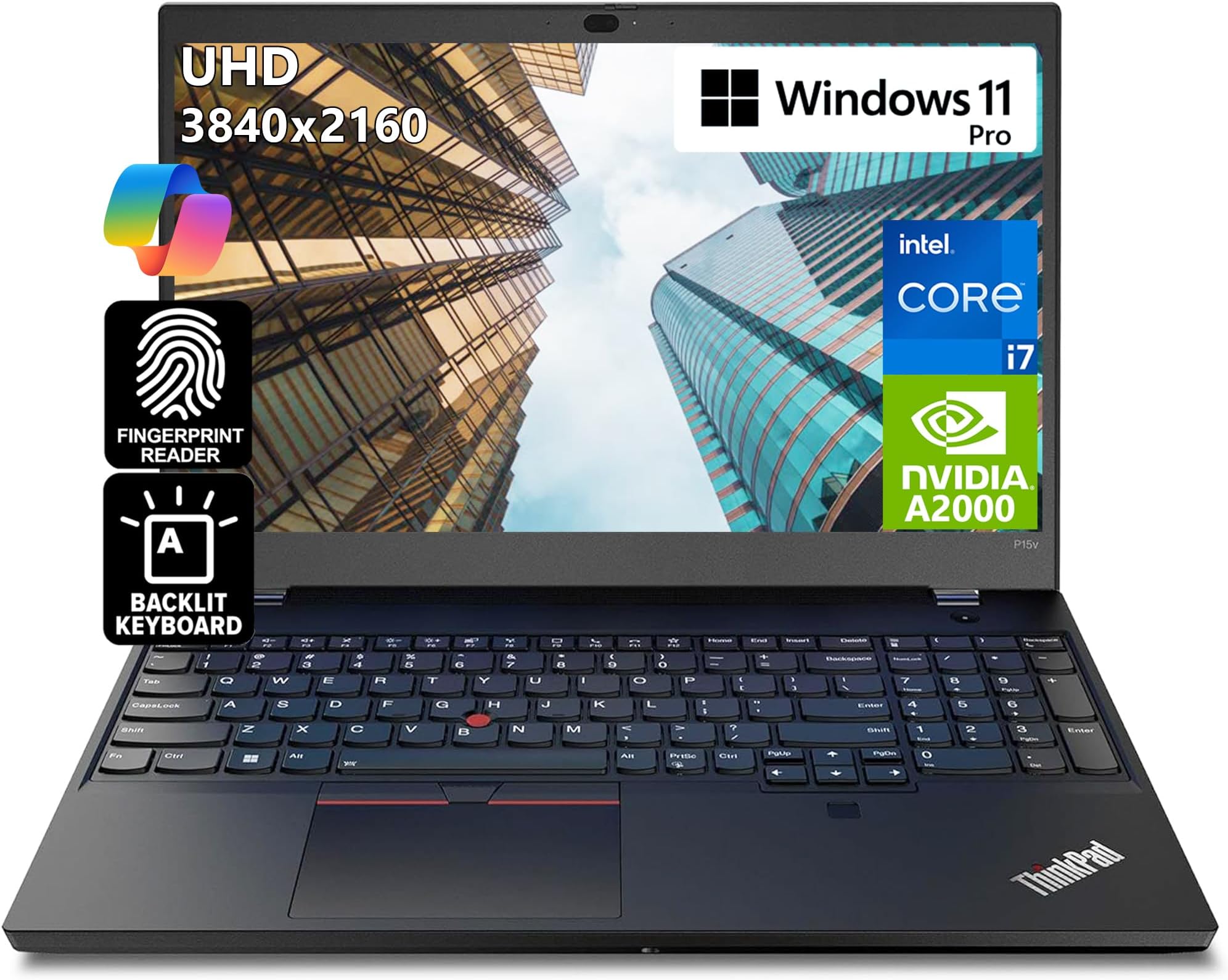 Lenovo ThinkPad P15v UHD 3840 x 2160 (15.6", Intel 14-Core i7-12800H, 32GB RAM, 1TB NVMe, RTX A2000) Laptop for Engineer, Designer, Architect, Backlit, Fingerprint, Win 11 Pro w/AI Copilot