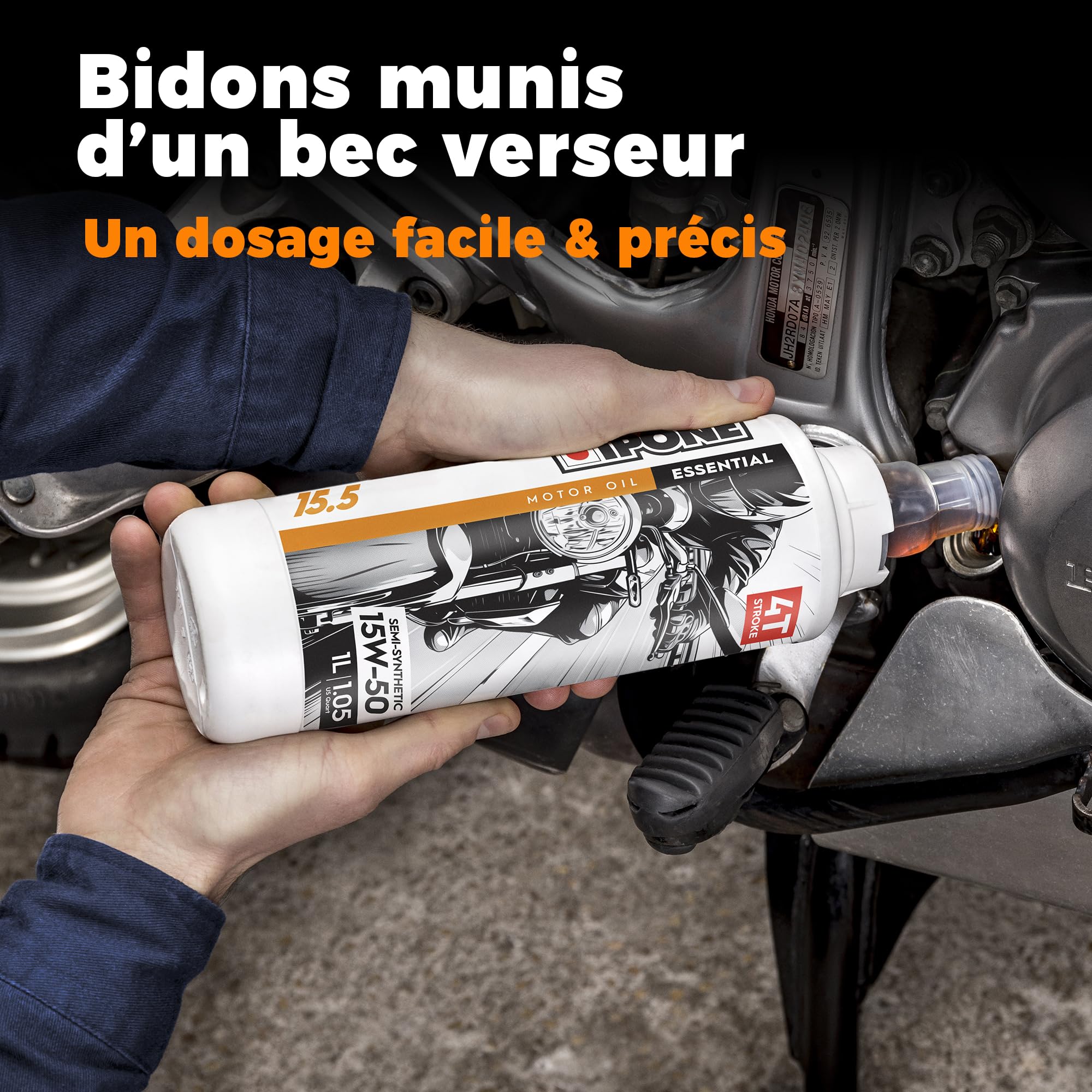 IPONE 4-Takt Motorradöl 15W50 Road Twin - Halbsynthetisch, Optimaler Motorschutz Für V-Motoren - 1 Liter